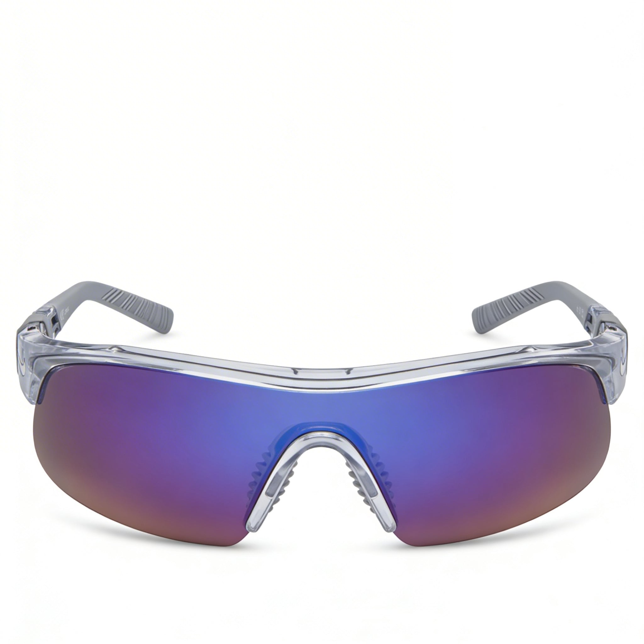 Nike Modern Men's Plastic Frame Sunglasses in Shiny Wolf Grey Blue Mirror with Blue Lenses 58mm, Photo 2