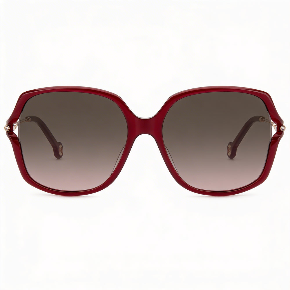 Carolina Herrera Casual Gafas de sol con protección UV de mariposa de plástico sombreado marrón burdeos para mujer 58