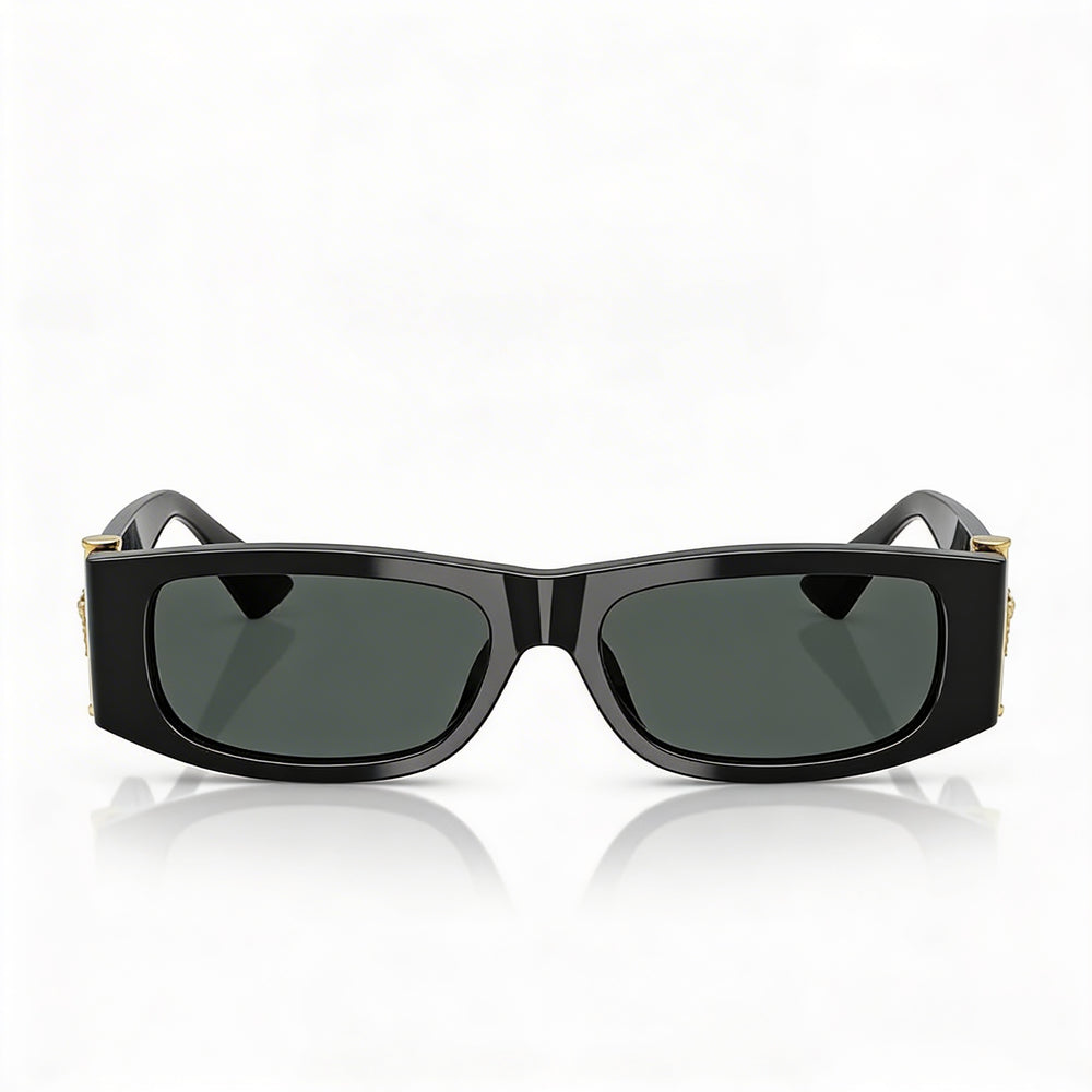 Versace Ve 4476 U Unisex Sunglasses with Black Dark Grey Acetate Frame and Dark Grey Lenses 55mm
