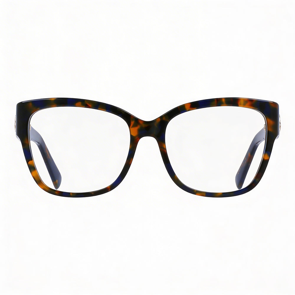 Longchamp Modern Women's Eyeglasses: Blue Tortoise Acetate Frame with Non- Lenses, 53mm Lens Width