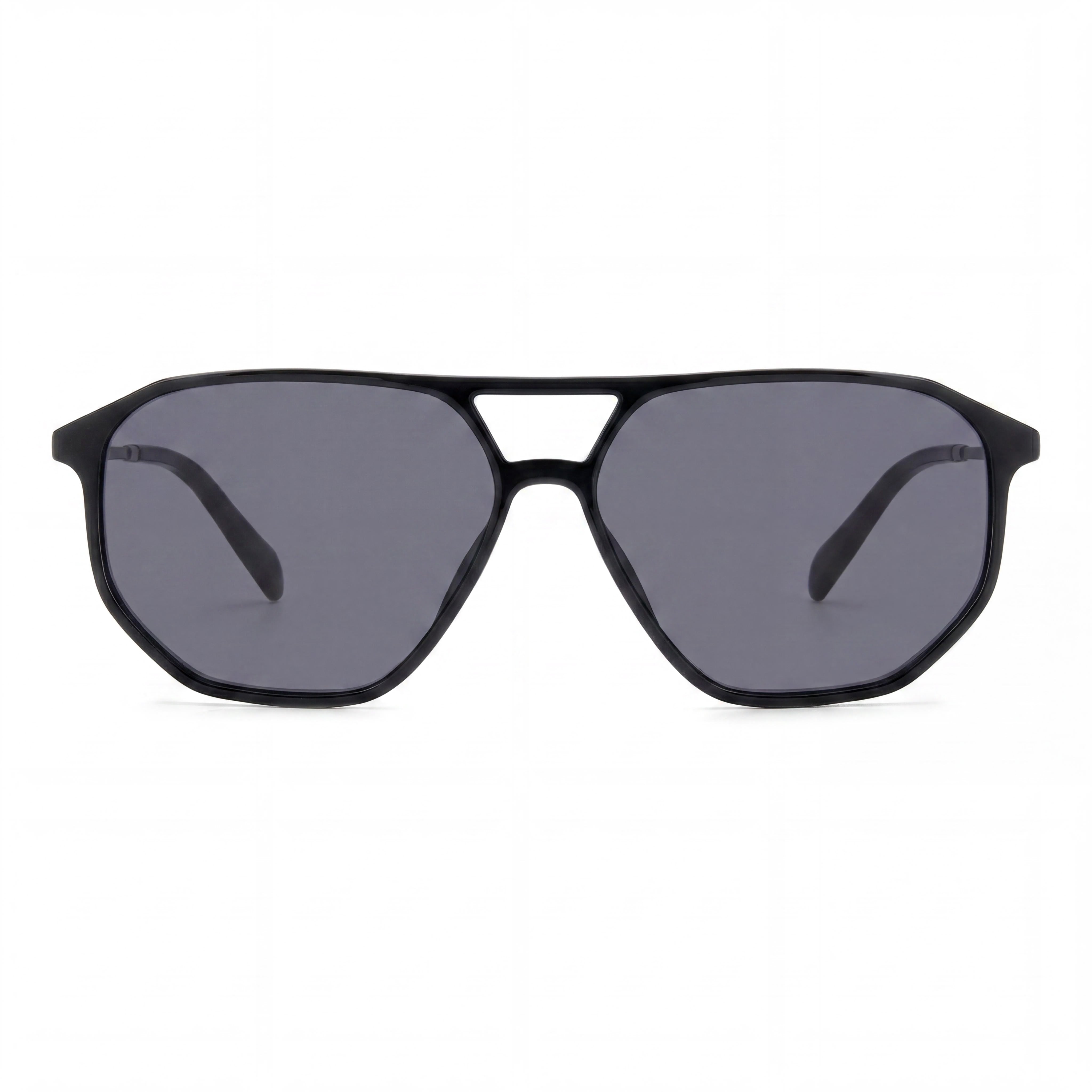 Fossil FOS 2149/S Gafas de Sol Unisex de Acero Inoxidable con Protección UV, Montura Negra/Gris, Lente Negra 59mm, Photo 2
