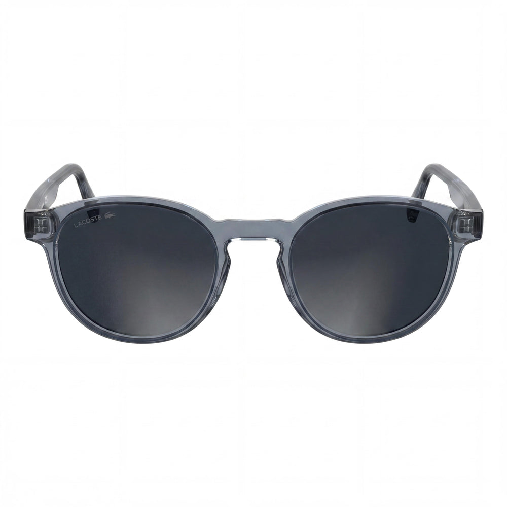 Gafas de sol piloto Lacoste Classic para hombre, con montura de plástico transparente gris claro y lentes de policarbonato grises, 51 mm