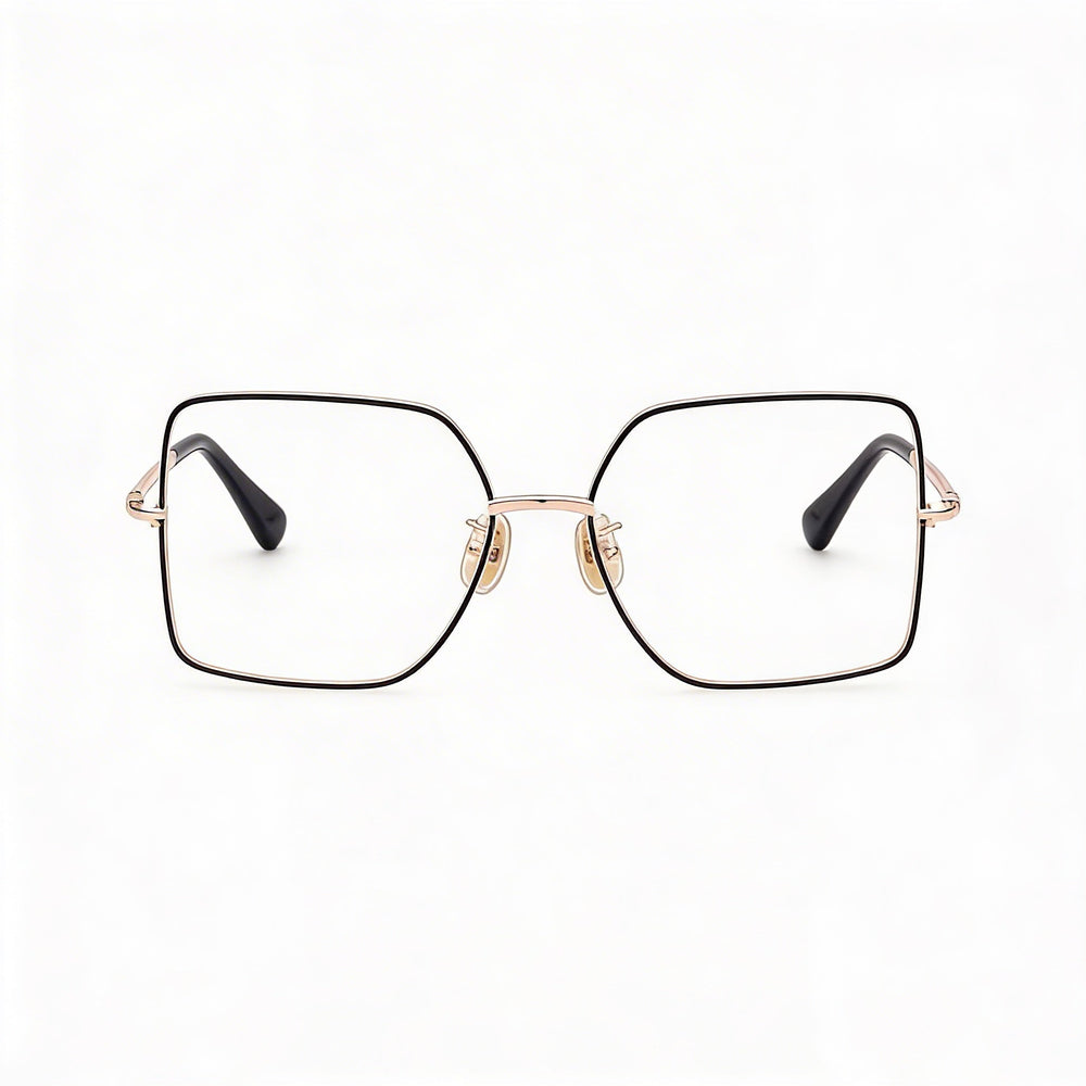 Gafas MaxMara MM5098-H para mujer con montura metálica en oro rosa y esmalte negro, 55 mm