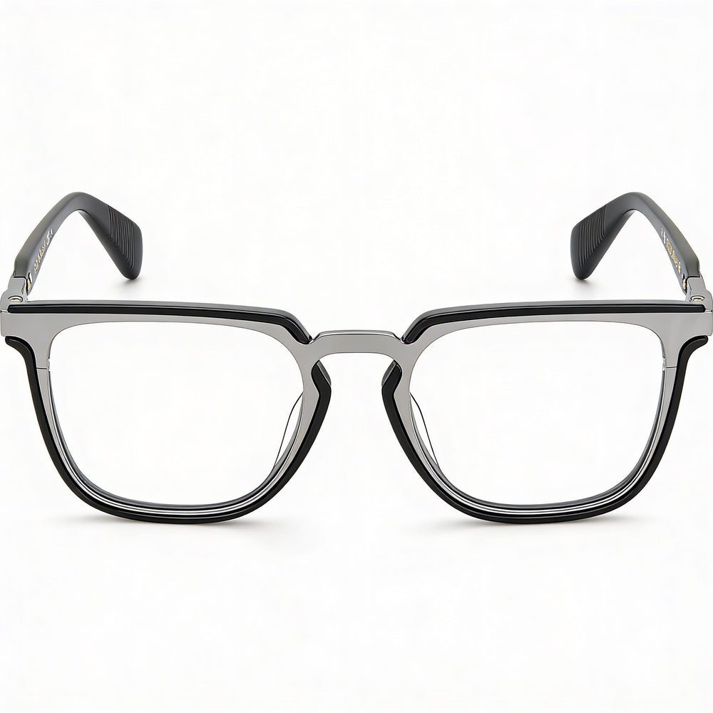 Gafas unisex modernas con montura metálica de Rag & Bone en rutenio oscuro negro, ancho de lente de 51 mm