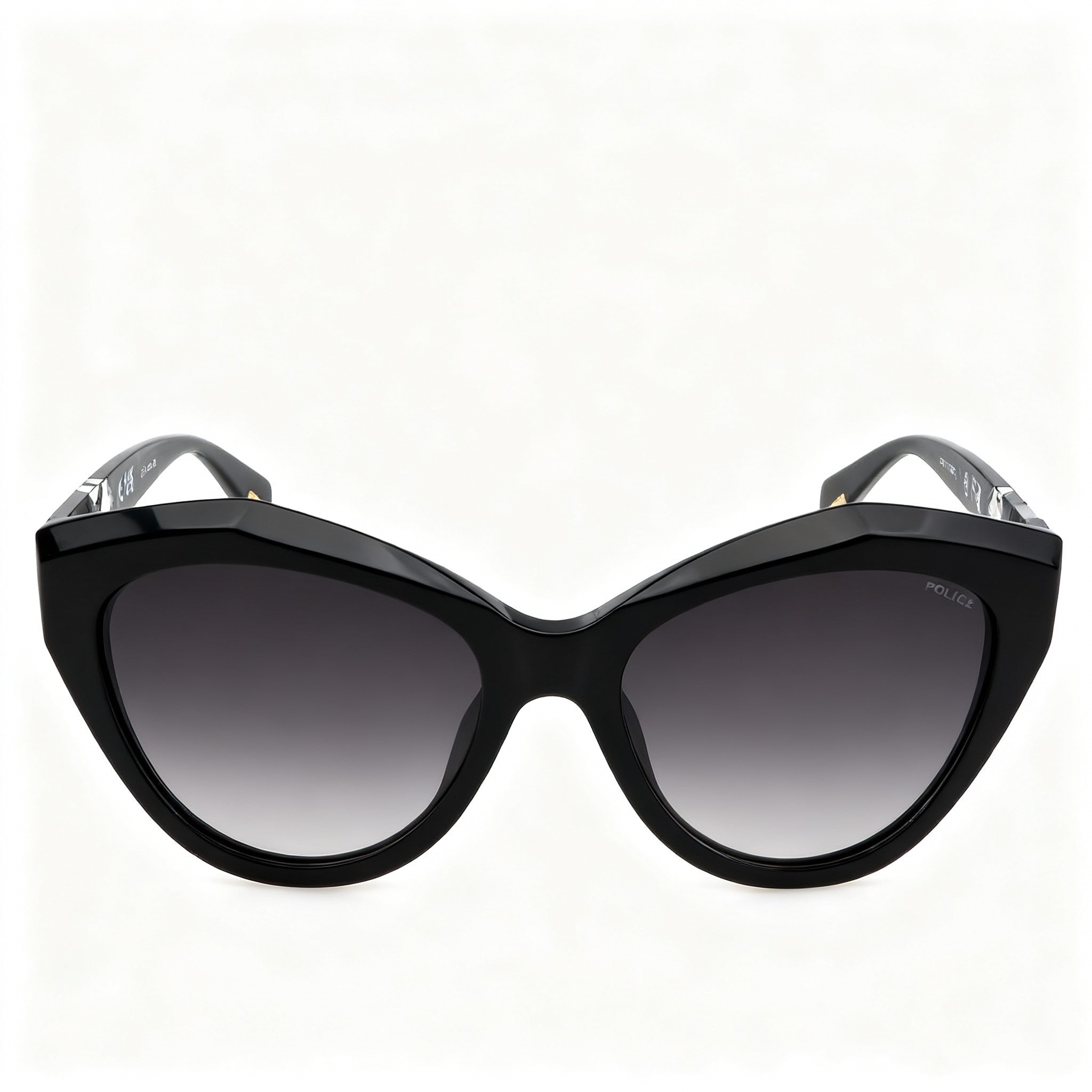 Police SPLL35 Women’s Modern Acetate Frame Eyewear with Polycarbonate Non-Polarized Lenses, Nero Lucido, 55mm, Photo 2