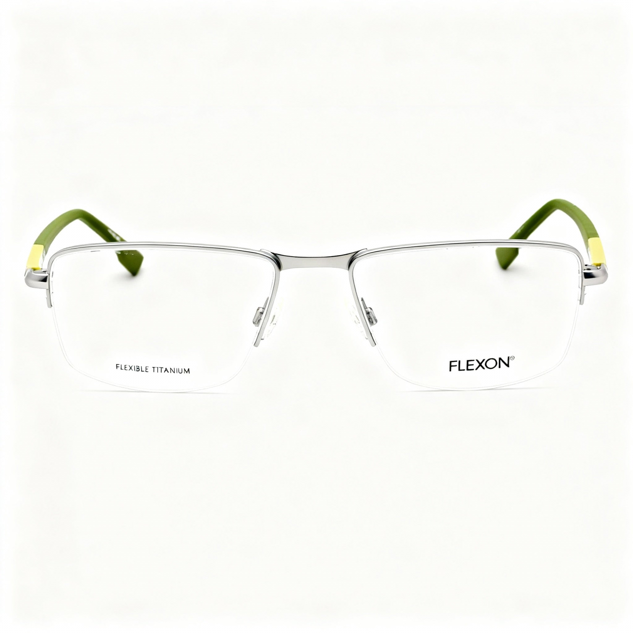 Flexon E1127 Men's Matte Silver Metal Frame Polarized Clear Lens Optical Eyeglasses 53-17-145