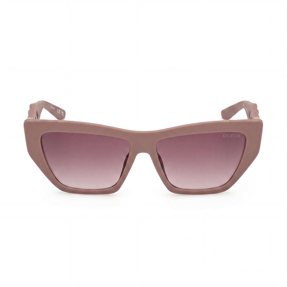 GUESS Modern Women's Matte Beige Injected Cat-Eye Gradient Brown UV Protection Sunglasses 56mm