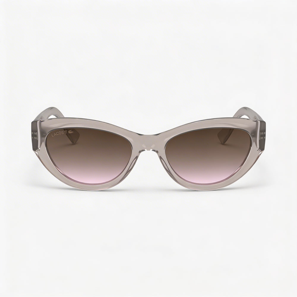 Gafas de sol Lacoste L6013s de acero inoxidable para hombre, montura gris metalizada, lentes con protección UV en tono nude marrón degradado, 54 mm