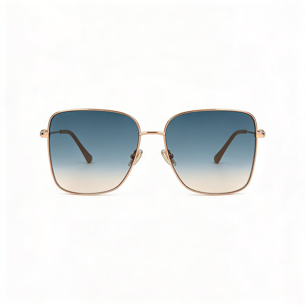 Gafas de sol Jimmy Choo Hester/S para mujer, armazón de acero inoxidable en color dorado y nude, lentes grises degradadas doradas, 100% protección UV, 59-15-145mm