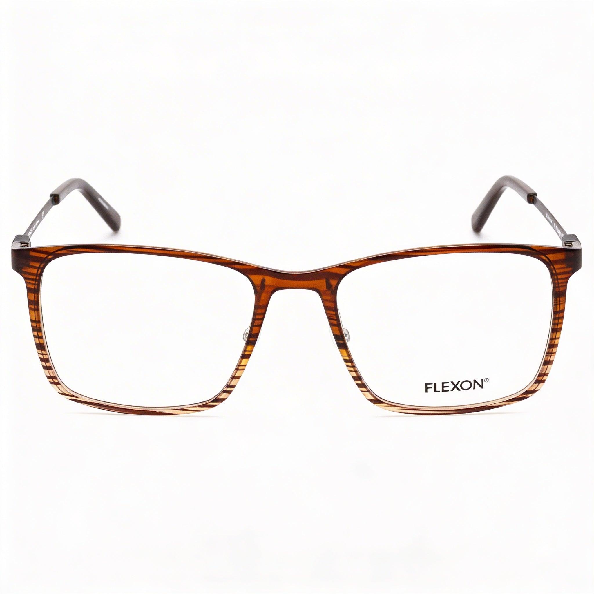 Flexon Ep8011 Unisex Eyeglasses, Acetate Frame in Brown Grey , with Polycarbonate Lenses, Size 53mm, Photo 2