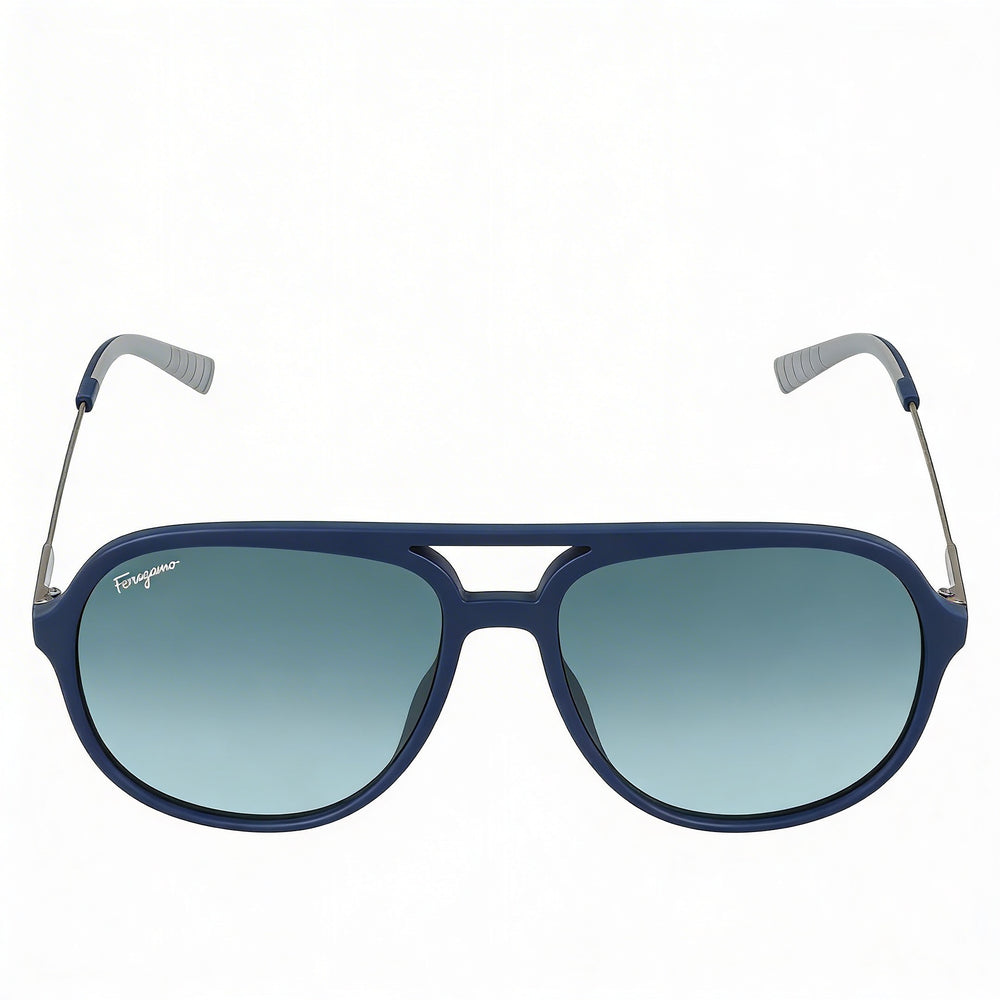 Gafas de sol casuales unisex Ferragamo INJECTED, montura azul, protección UV degradado azul no polarizado 60-16-145
