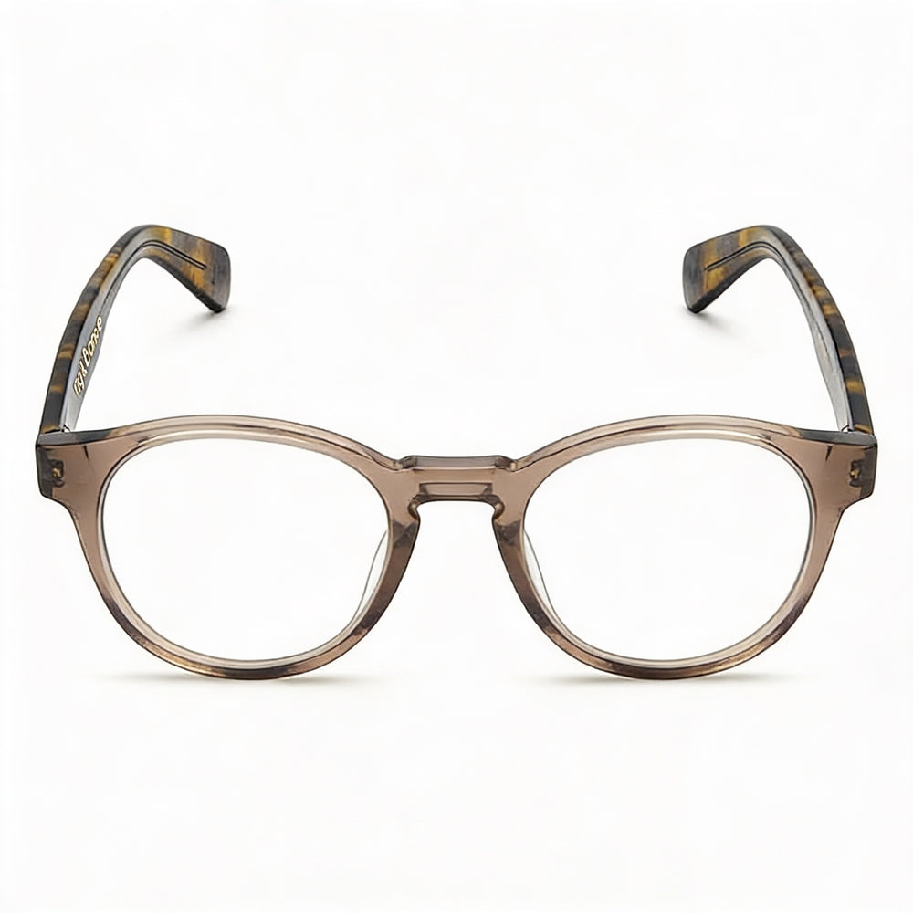 Rag & Bone Modern Men's Transparent Beige Acetate Full Rim Oval Frame Eyeglasses, 48-22-145mm