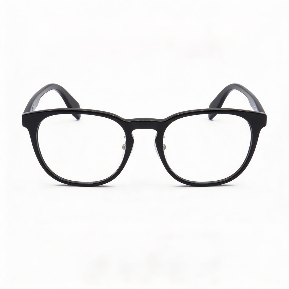 adidas Originals Or5014-h Men's Shiny Black Plastic Full Rim Oval Frame Clear Plastic Lens Eyeglasses 56mm