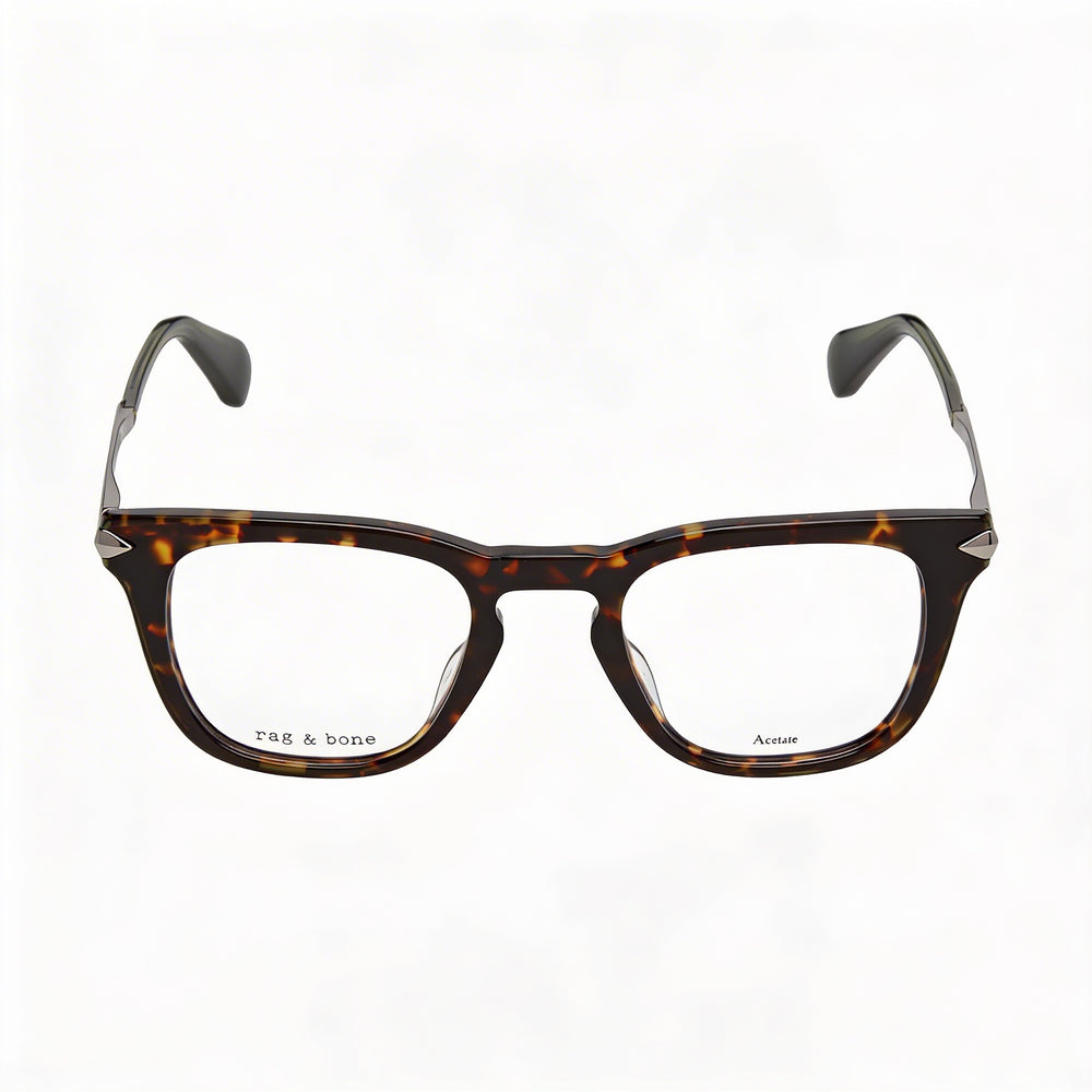 Gafas de sol para hombre modernas Rag & Bone con montura de acetato Havana Khaki, lentes de policarbonato y un ancho de lente de 48 mm