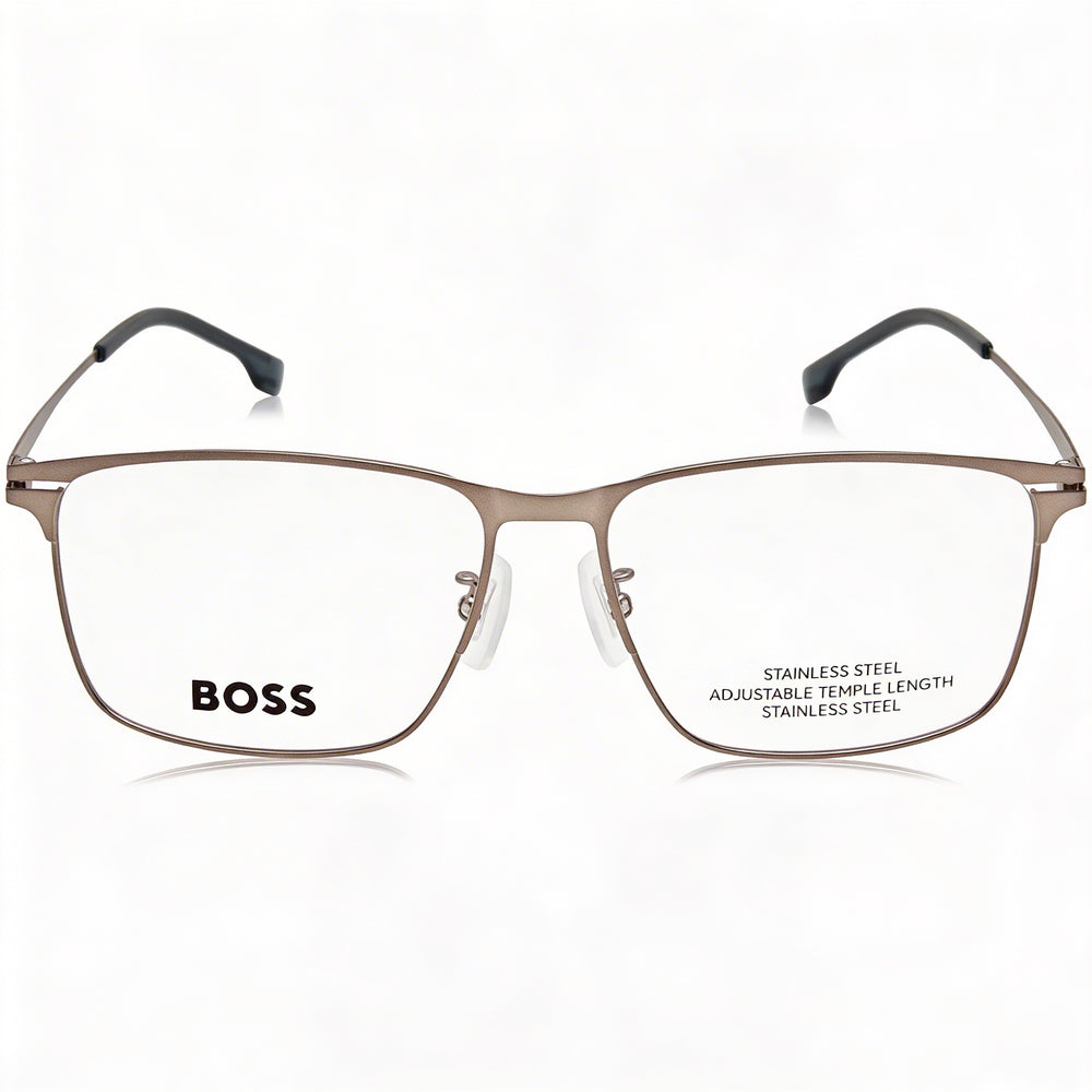BOSS Audio Systems Hugo Boss Rectangular Optical Frames Men's Metal Matte Dark Ruthenium 40mm