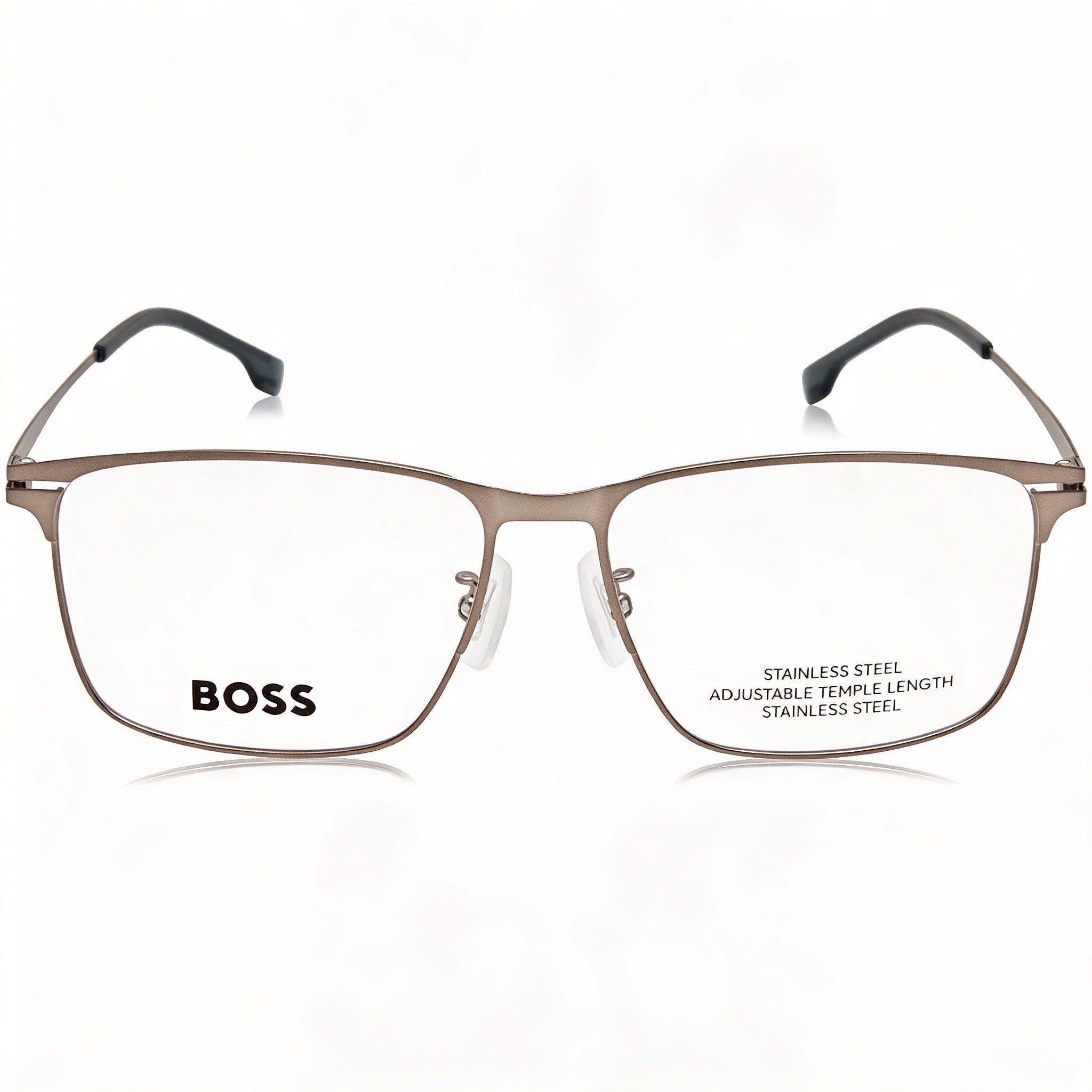 BOSS Audio Systems Hugo Boss Monturas Ópticas Rectangulares de Metal para Hombre, Mate Rutenio Oscuro 40mm, Photo 2