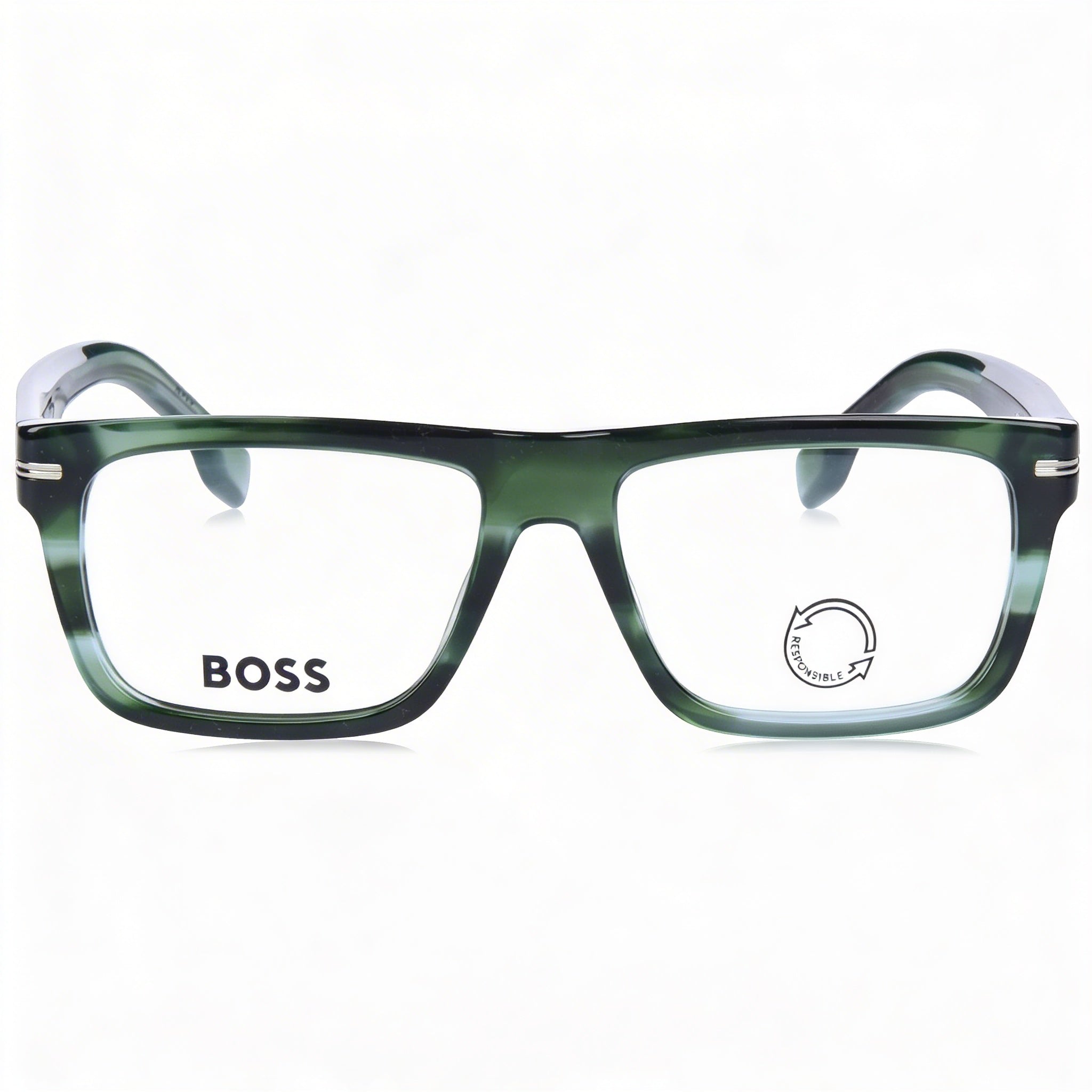 Hugo Boss Modern Unisex Green Horn Acetate Frame with Iridium Acetate Lenses & UV Protection 53mm, Photo 2