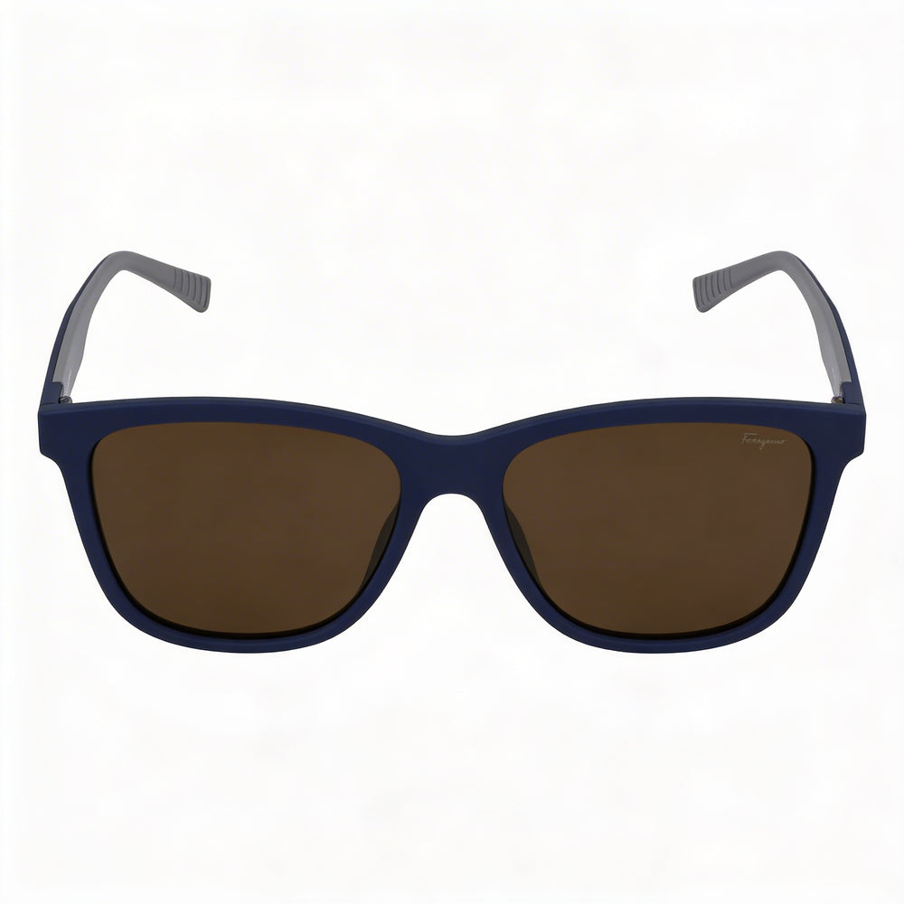 Gafas de sol Ferragamo SF998S Unisex, rectangulares modificadas, de acetato con protección UV, azul mate de 57 mm