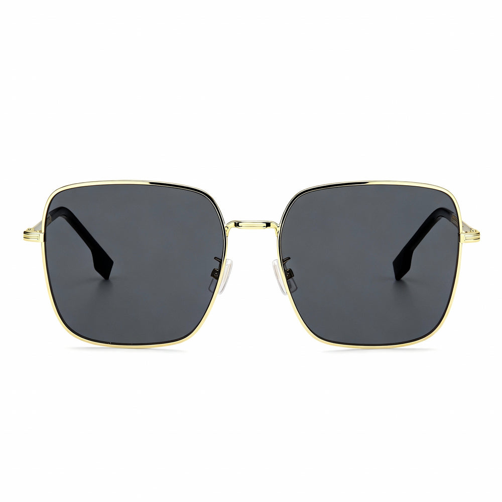 Gafas de sol Hugo Boss 1613/F/SK para mujer, cuadradas, de acero inoxidable, color gris dorado, con lentes grises, talla 59-17-145