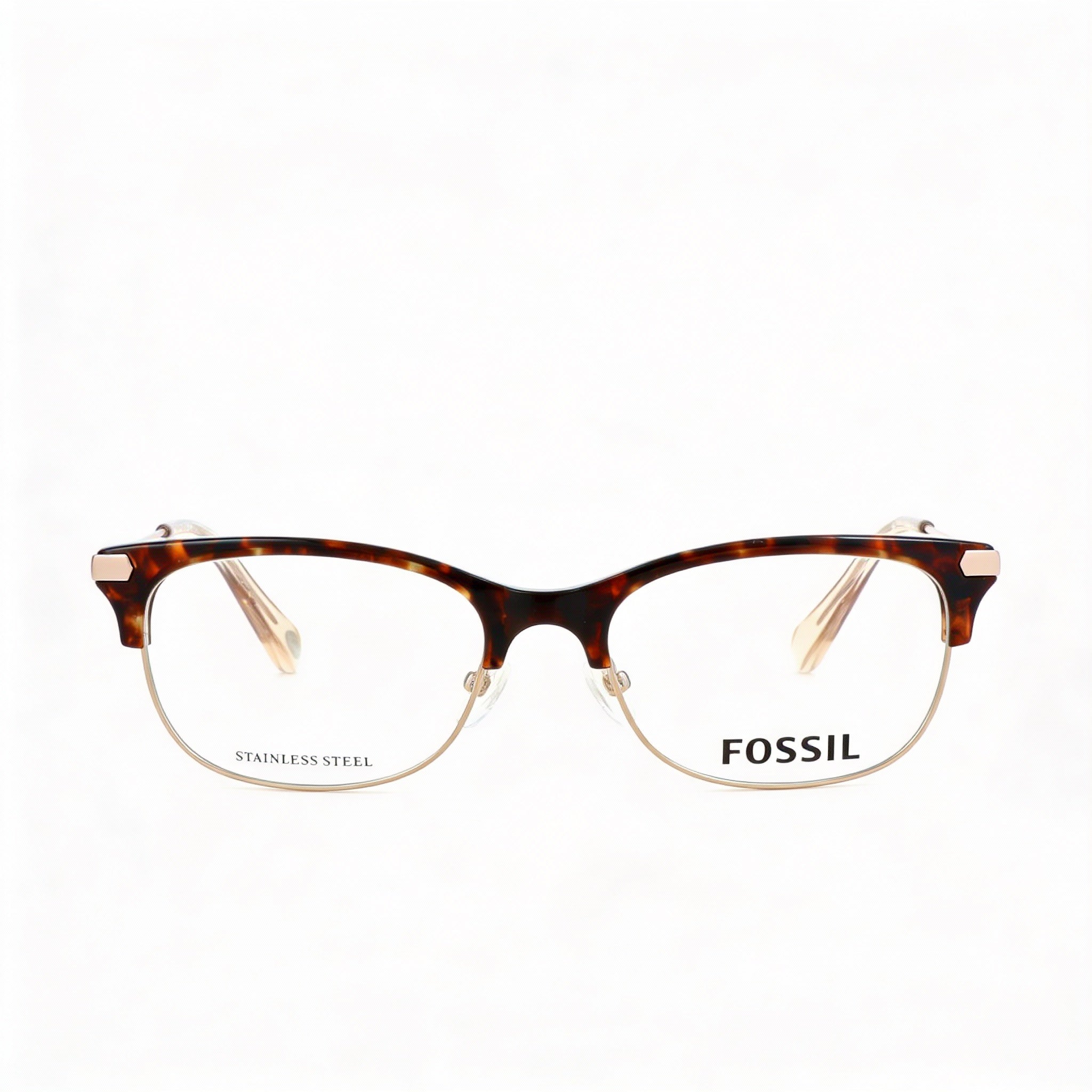 Fossil FOS 6055 OIM Women's Rectangle Full Rim Alloy Steel Gold Havana Non- Eyeglasses 50-17-145mm, Photo 2