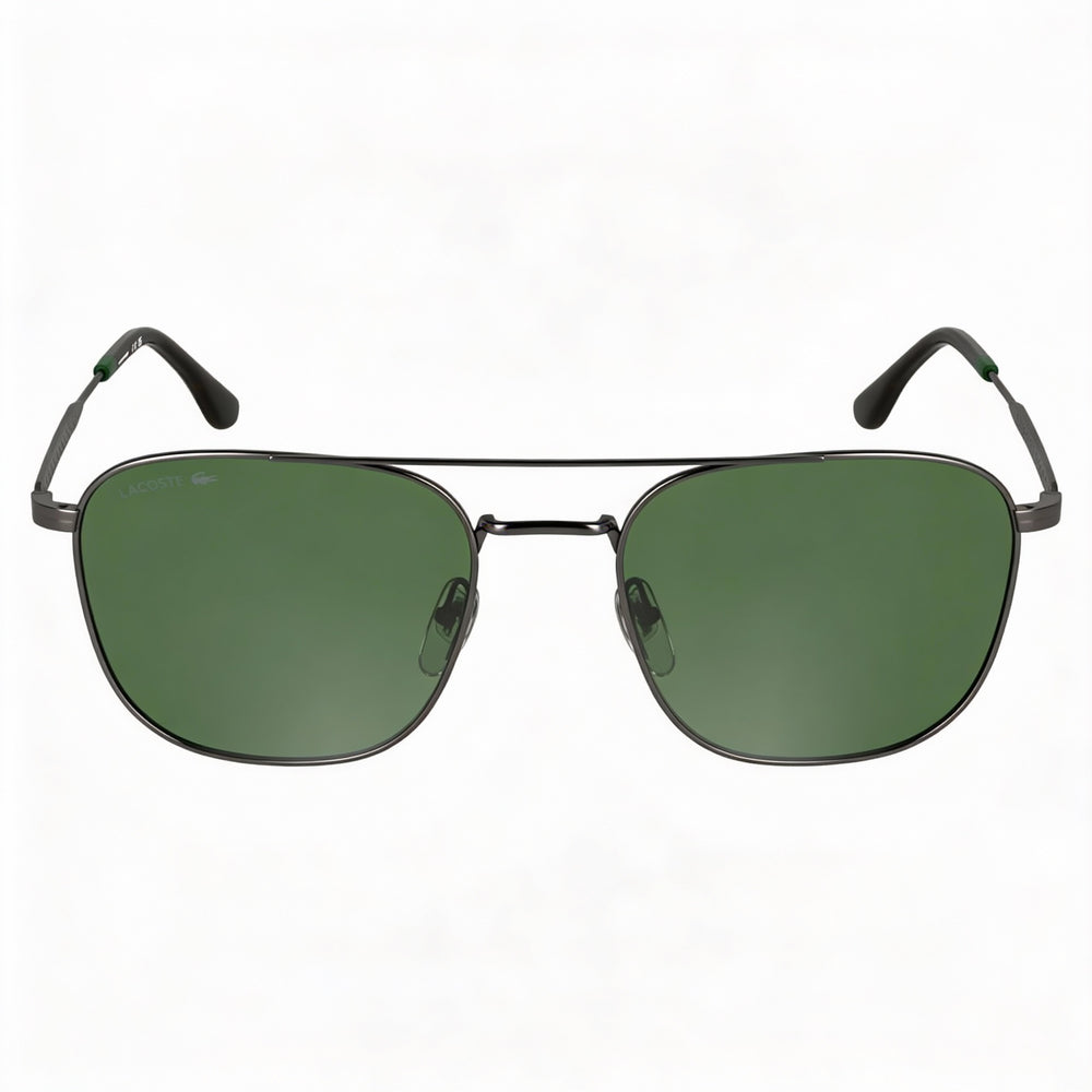 Lacoste Casual Unisex Metal Frame Gunmetal Solid Green Lens 55mm UV Protection Sunglasses