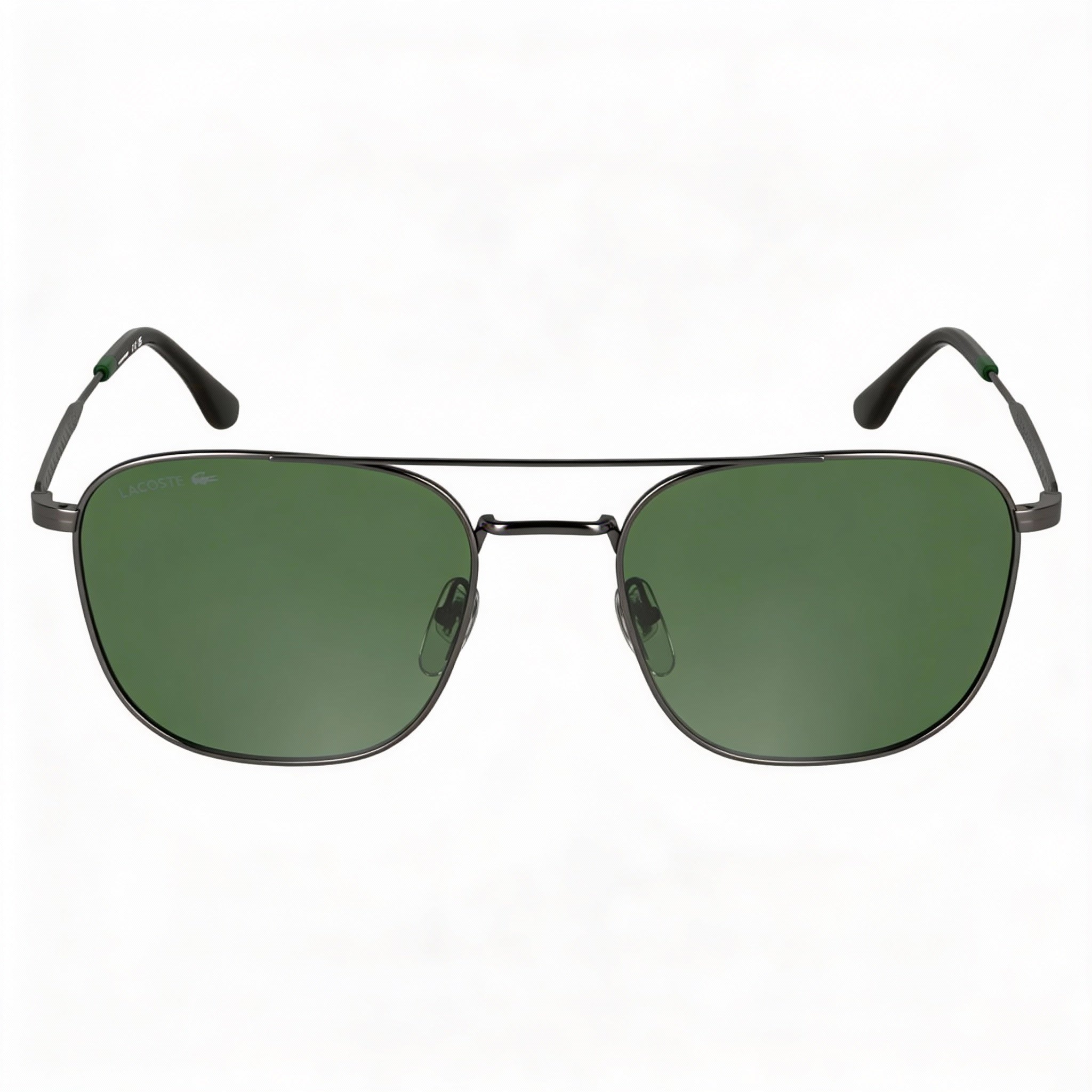 Lacoste Casual Unisex Metal Frame Gunmetal Solid Green Lens 55mm UV Protection Sunglasses, Photo 1