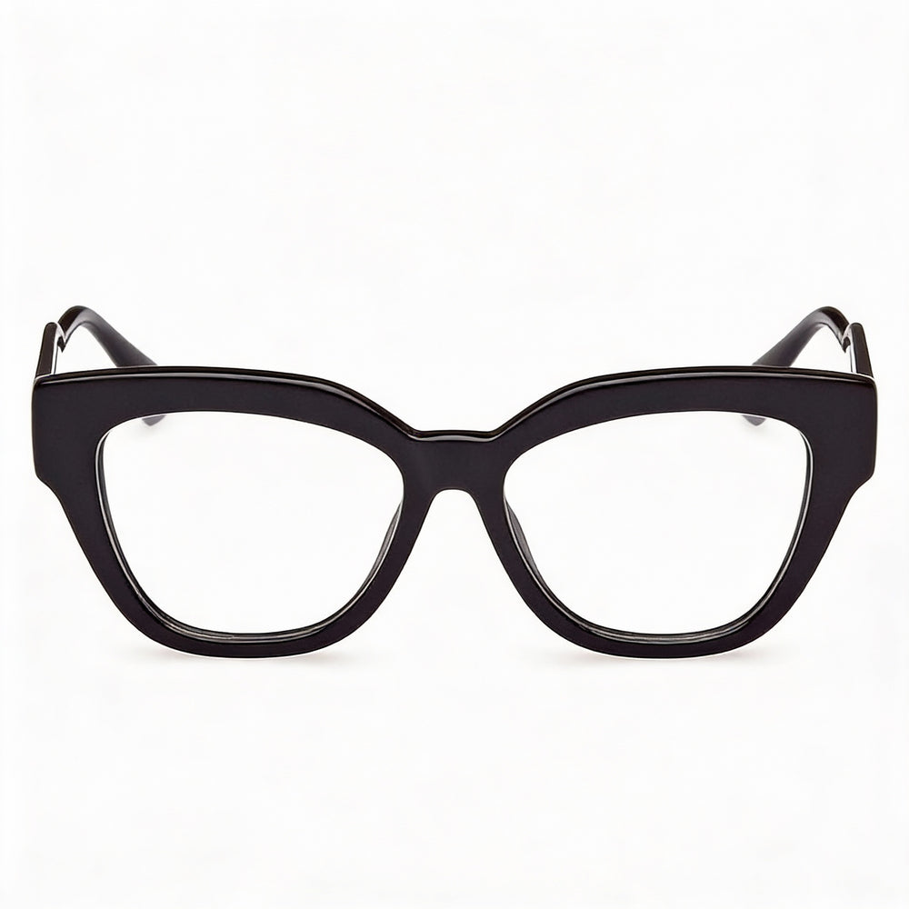 Gafas de lectura modernas Max & Co. para mujer con montura de plástico negro brillante, sin montura, ancho de lente de 52 mm