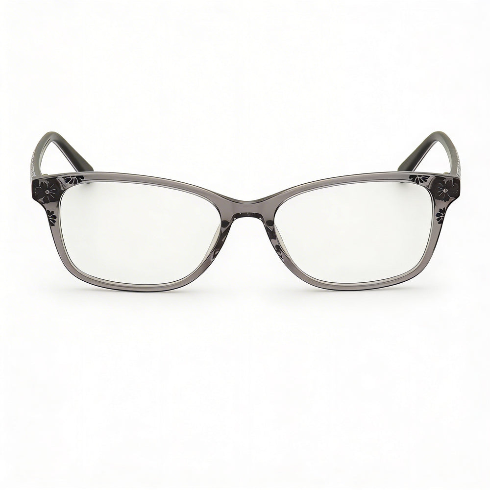 bebe BB5163 Women's Cat Eye Full Rim Plastic Prescription Eyeglasses Grey Crystal Floral 55-17-135mm
