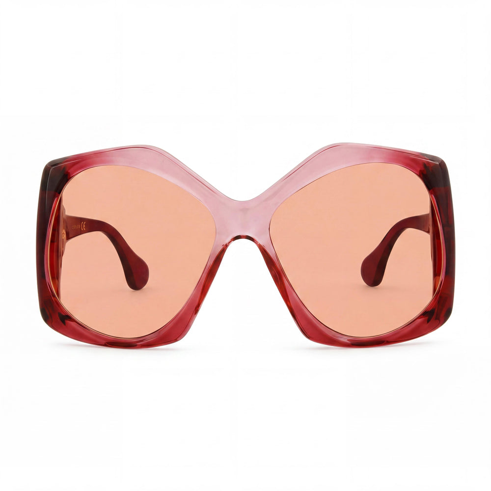 Gafas de sol Gucci GG0875S 003 de protección UV cuadradas/rectangulares para mujer, color burdeos transparente/naranja, 62 mm