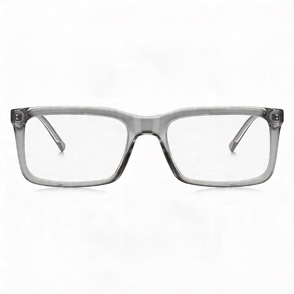 HUGO Modern Men's Eyeglasses with Grey Cellulose Frame and Clear Non-Polarized Lenses 55-19-145