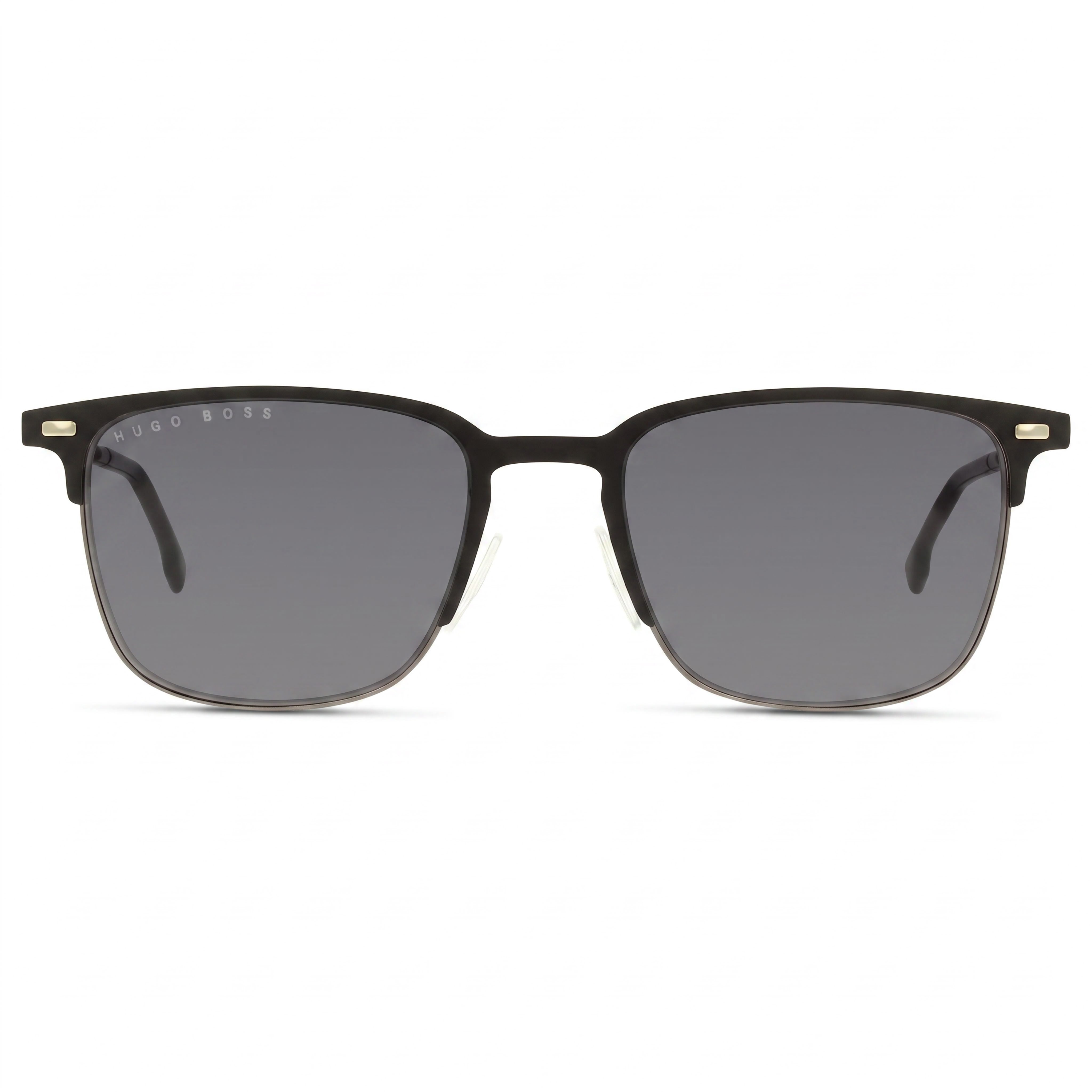 Gafas de sol rectangulares de aleación de acero para hombre BOSS, montura negra mate, lentes gris azulado, protección UV 54-19-140, Photo 2