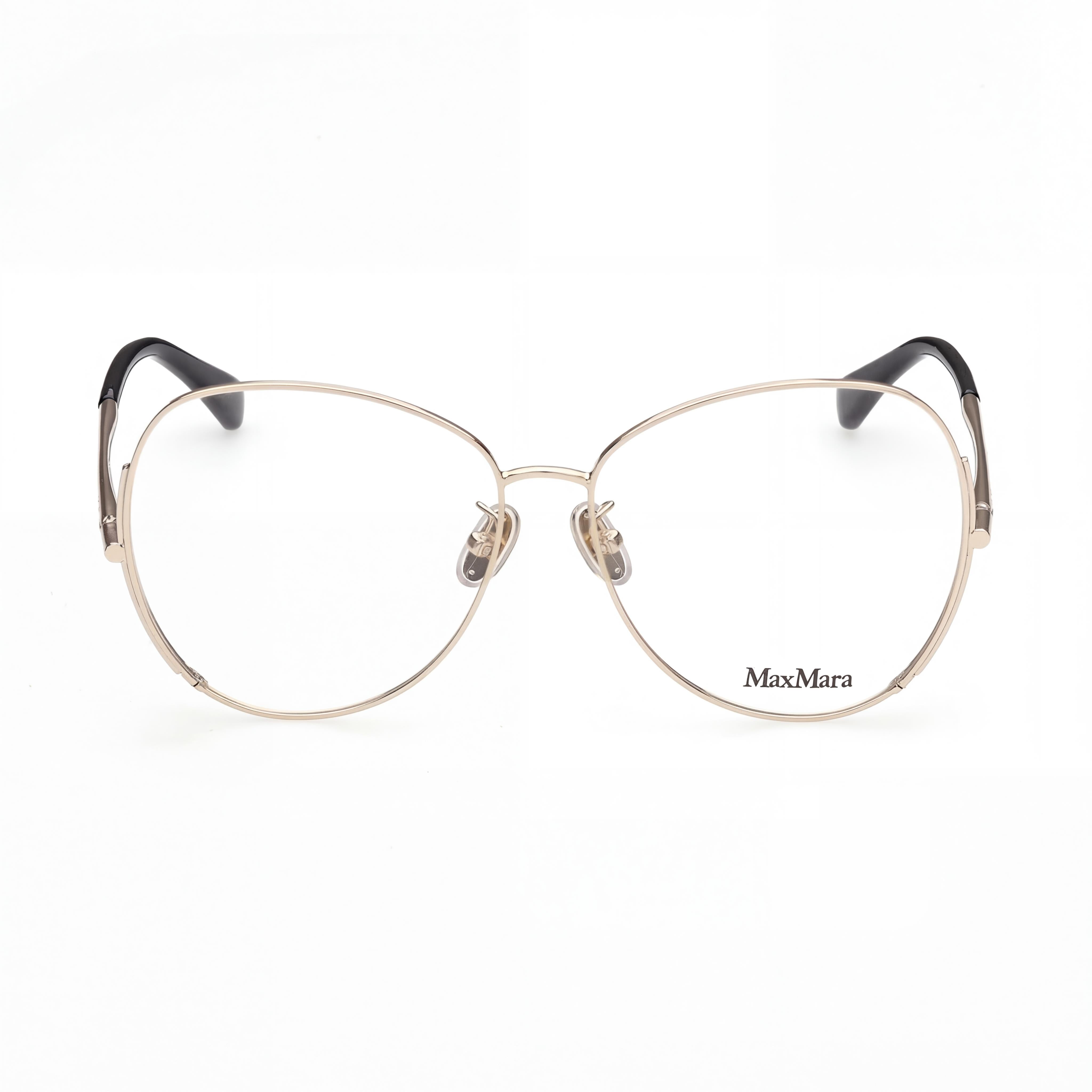 Gafas MaxMara MM5001-H para mujer, montura ovalada de metal dorado pálido y negro, montura completa 57mm, Photo 2