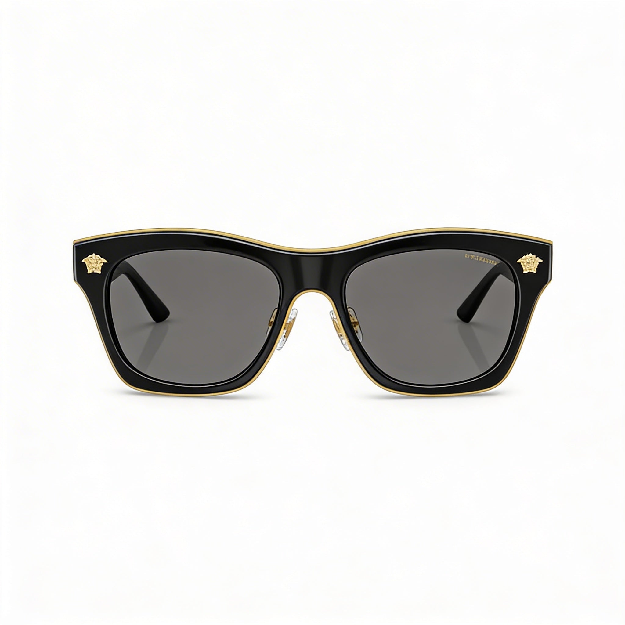 Gafas de sol unisex Versace Classic, montura de plástico en negro gris oscuro, lentes gris oscuro, 53 mm de ancho de lente, Photo 2