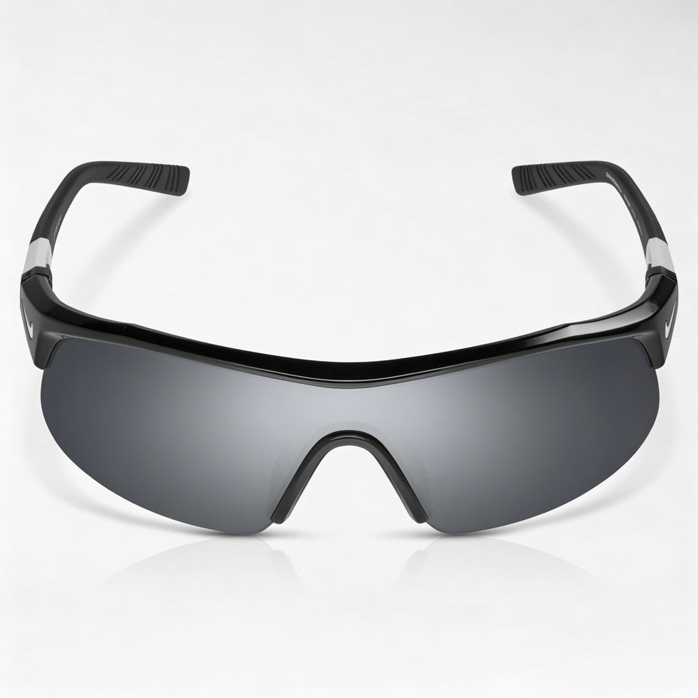 Nike Comtemporary Men's Plastic 100% UV Protection Sunglasses Black Silver Flash Frame, Silver Lenses 58mm