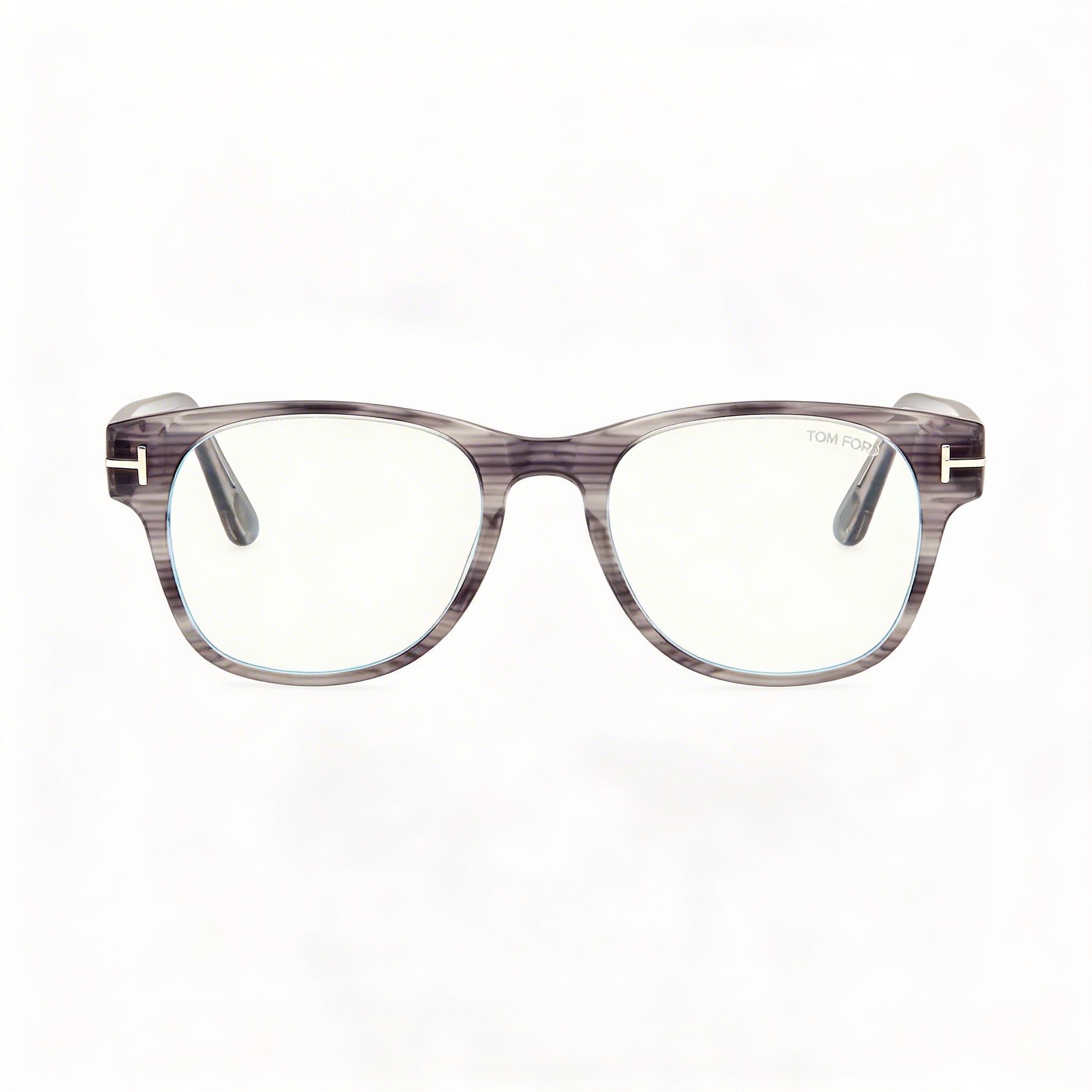 Tom Ford FT5898-B Men's Full Rim Square Plastic Eyeglasses Frames, Striped Grey Blue Block, 52mm, Photo 1