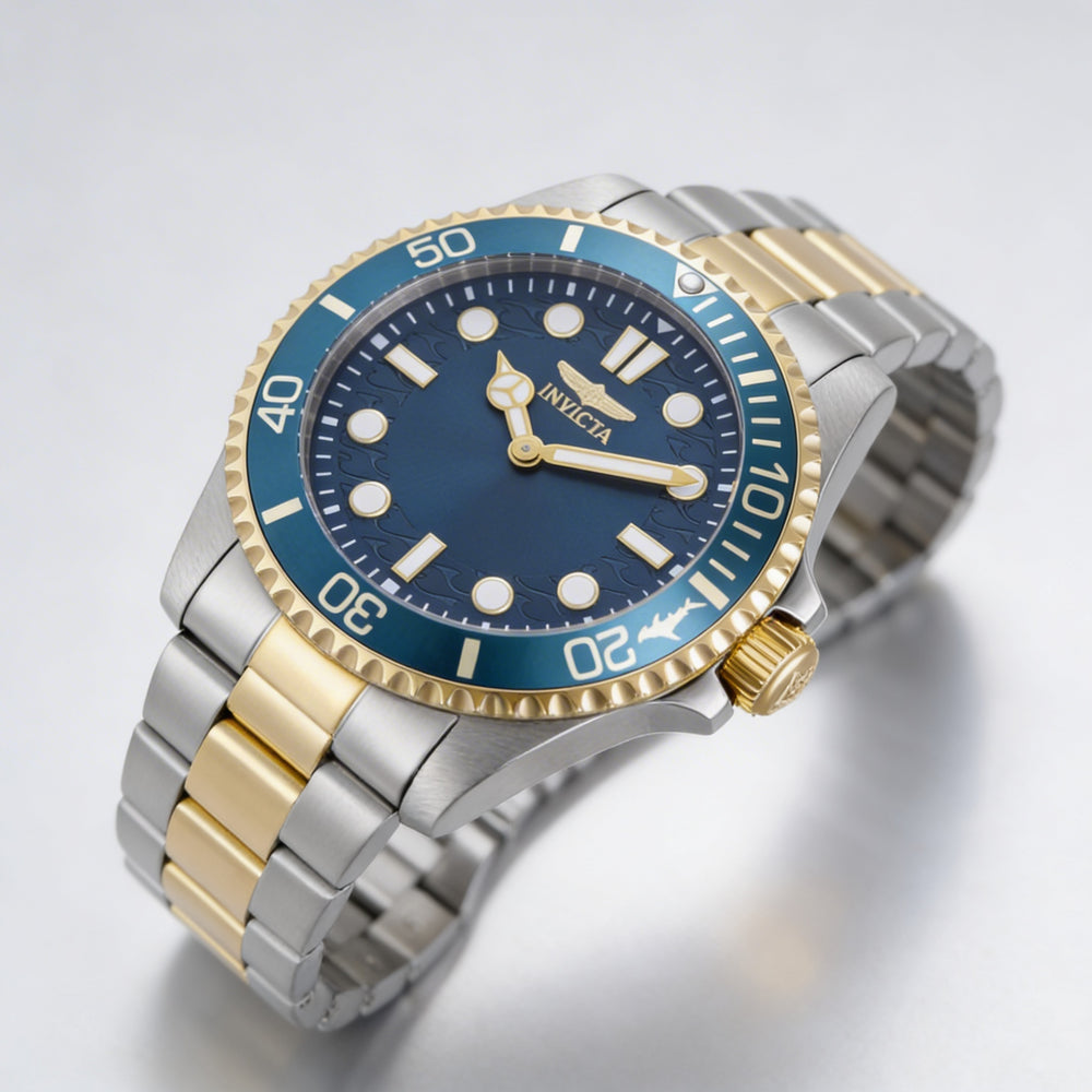 Reloj Invicta Pro Diver 49696 para hombre, de acero inoxidable plateado, esfera azul, cuarzo, resistente al agua hasta 10 ATM, 43 mm