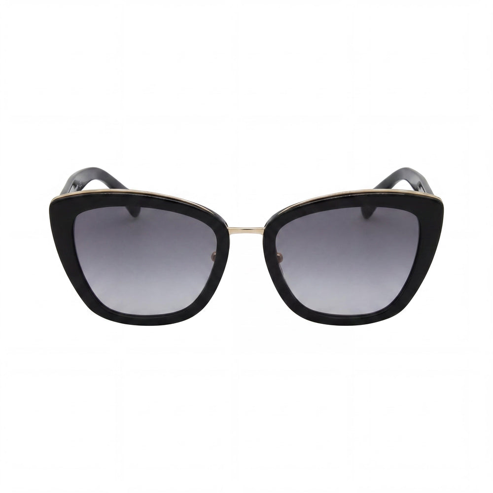 Longchamp Gafas de sol casuales para mujer, policarbonato, negro, blanco, estilo ojo de gato, montura completa, degradado, azul claro, 53 mm