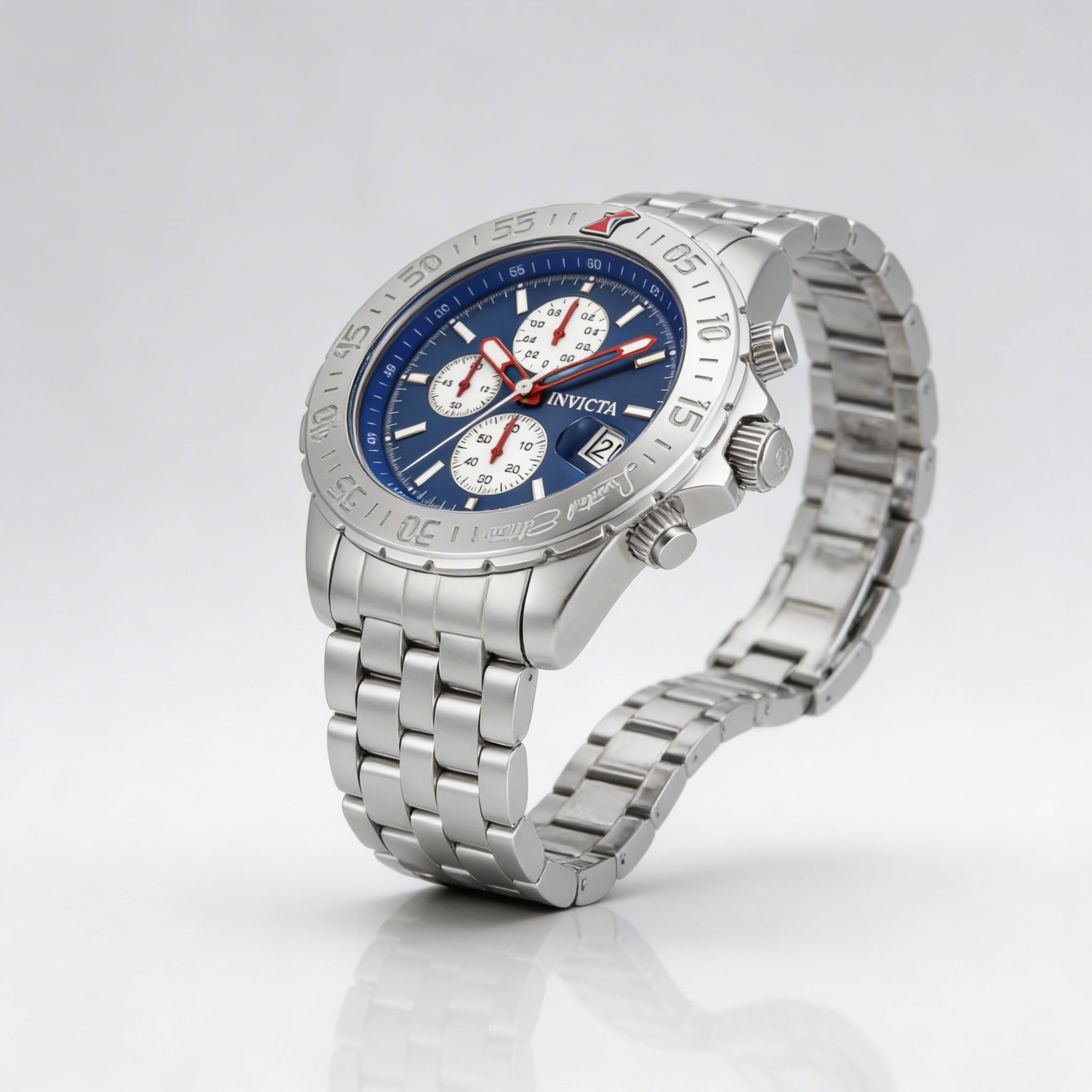 Invicta CRUISELINE 33501 Men's 47mm Stainless Steel Quartz Chronograph Watch, Blue Dial, Water Resistant, Alarm, Photo 2