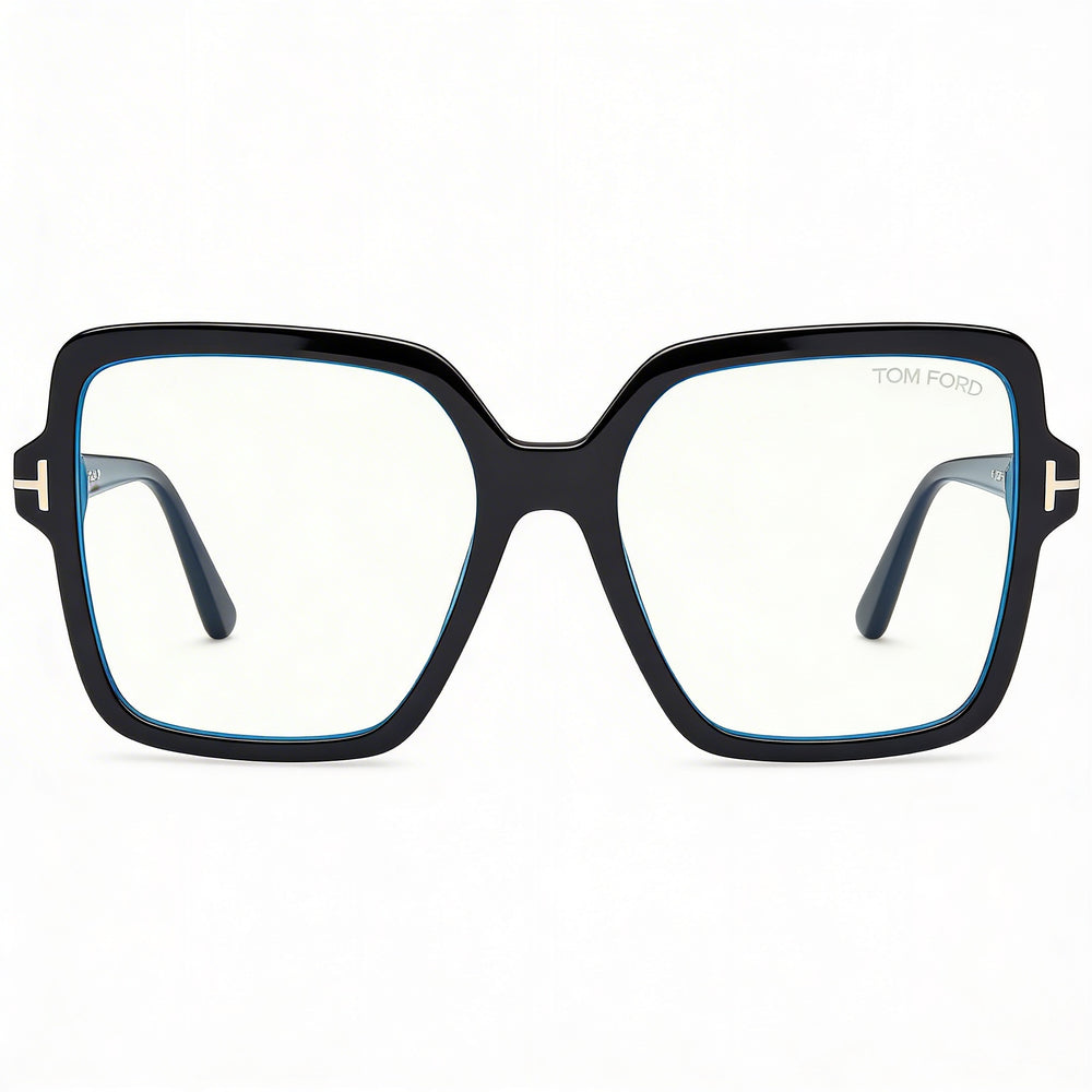 Tom Ford Classic Unisex Shiny Black Blue Filter Plastic Frame Eyeglasses with Black Lenses 56-17-140mm