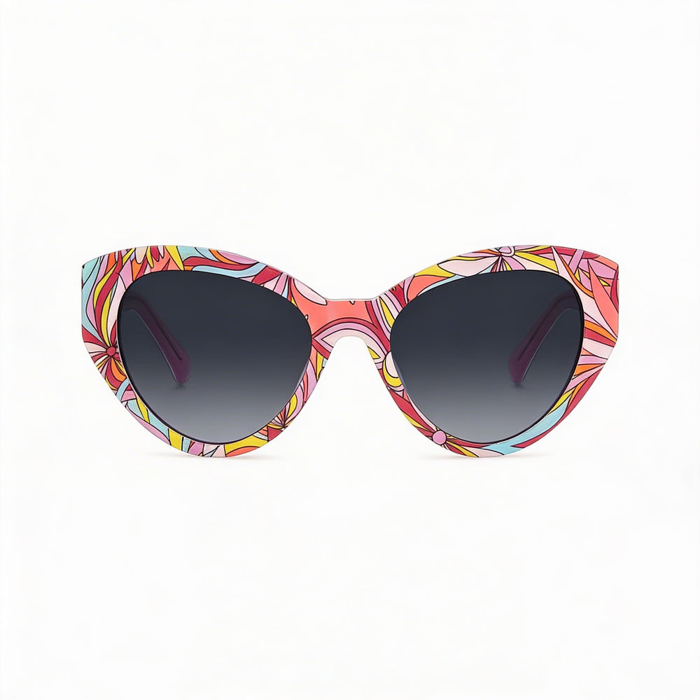 kate spade new york PAISLEIGH/S Women's Pattern Pink Acetate Cat Eye Dark Grey Shaded Gradient Sunglasses 55mm