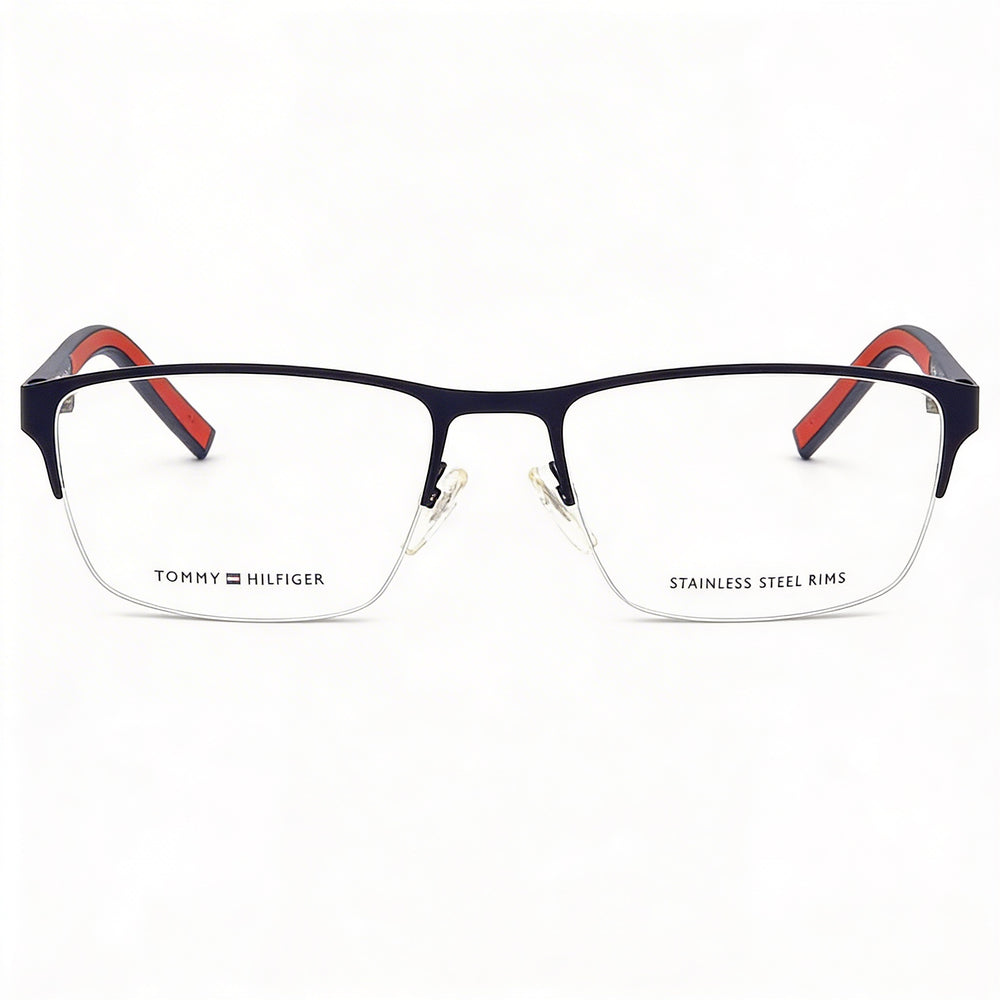 Monturas ópticas Tommy Hilfiger Th 1577/F unisex de aleación de acero azul mate con lentes de policarbonato de 57 mm