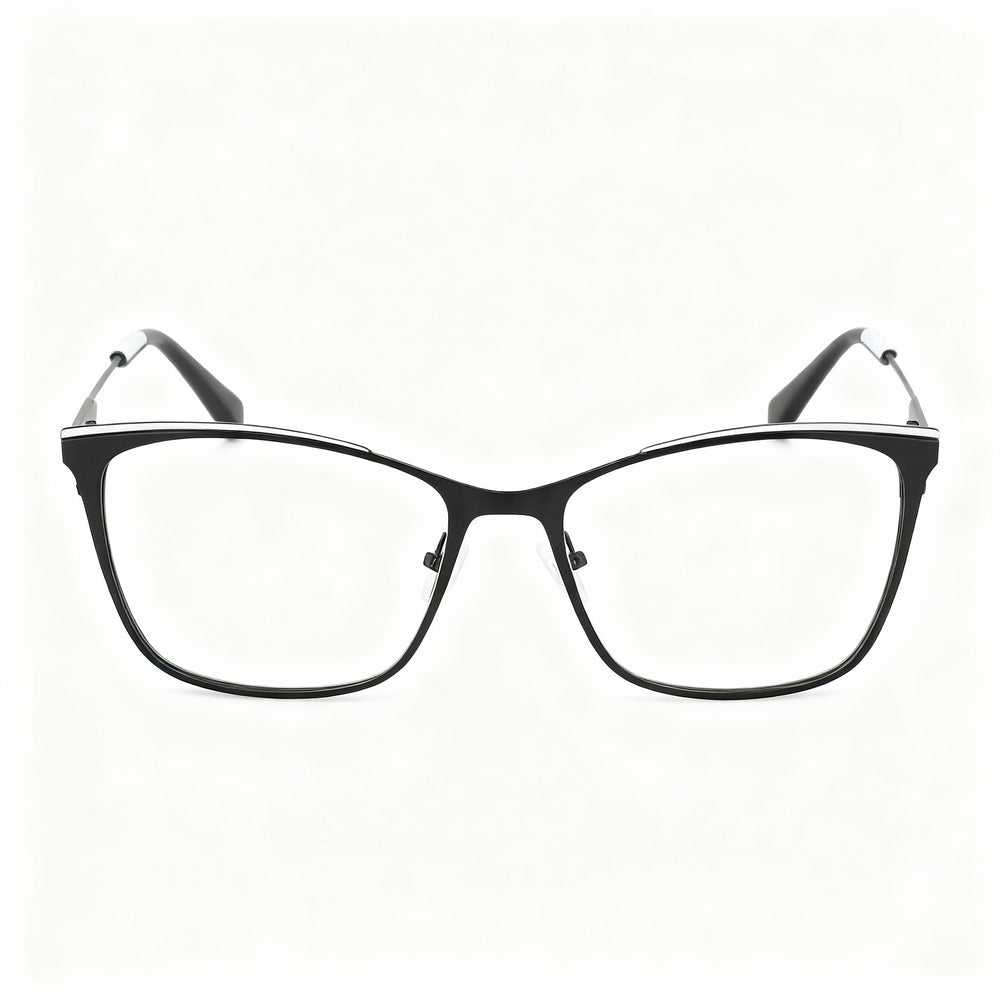 Gafas Calvin Klein CKJ21207 para mujer, montura metálica blanca y negra con lentes de policarbonato, 53 mm