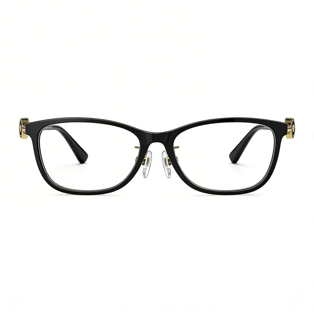 Gafas Versace Modern para mujer, montura completa de plástico negro con lentes transparentes, 55-16-140 mm