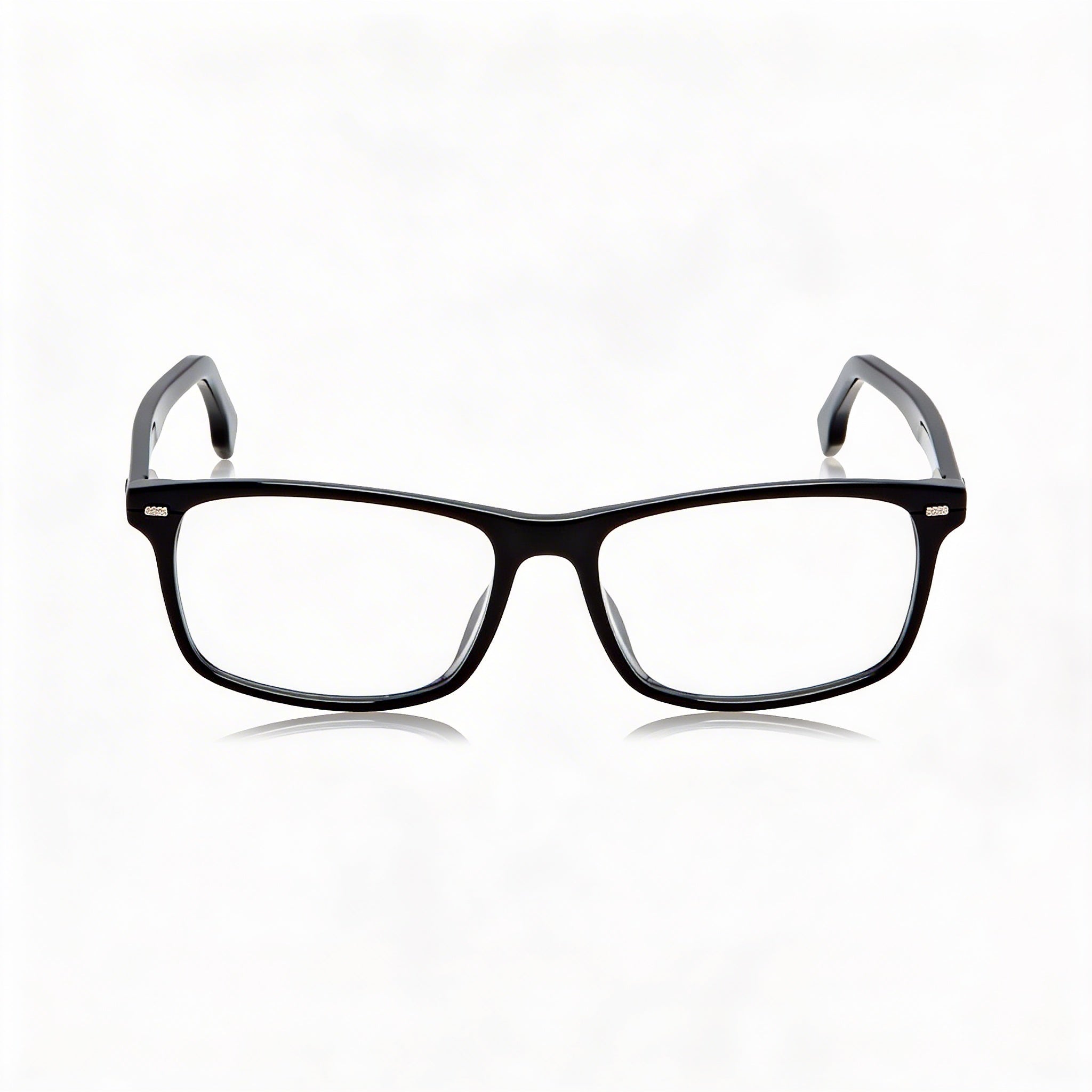 BOSS 1478/F Unisex Black Plastic Frame Eyeglasses with Black Polycarbonate Lenses, 55mm Lens Width, Photo 2