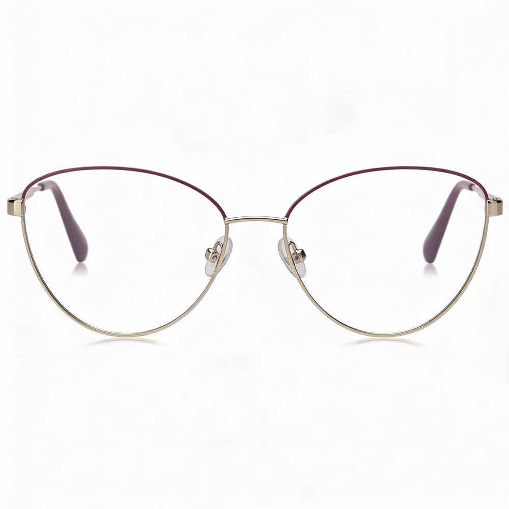 MAX &CO Modern MO5006 Women's Shiny Palladium Metal Frame Optical Eyeglasses with Clear Plastic Lenses 54-15-140
