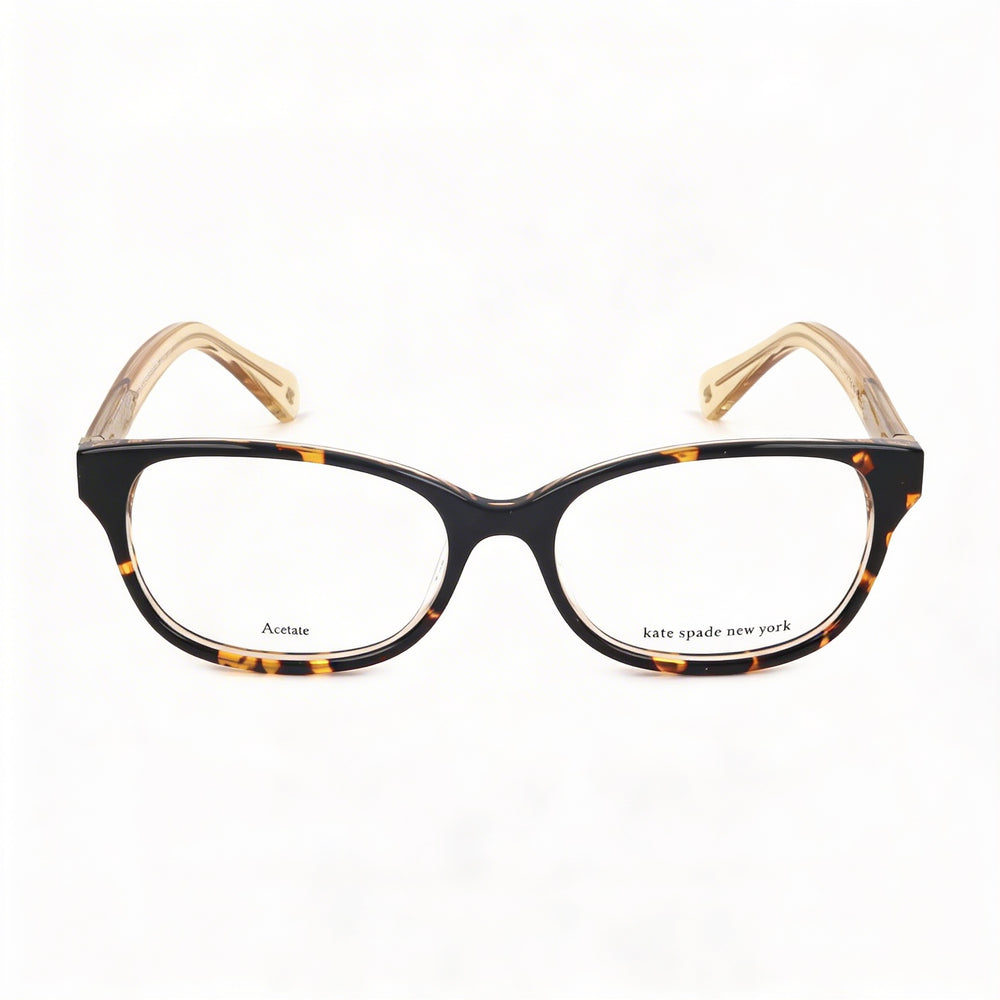 Kate Spade New York Modern Women's Dark Havana Acetate Rectangle Frame with Havana Lenses Eyeglasses 50mm