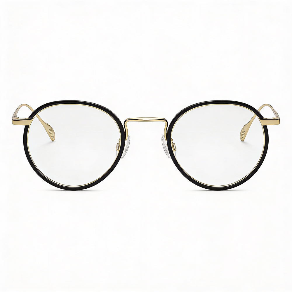 Gafas unisex Rag & Bone Rnb7025 de acero aleado dorado y negro con lentes transparentes de demostración, graduadas, 46 mm