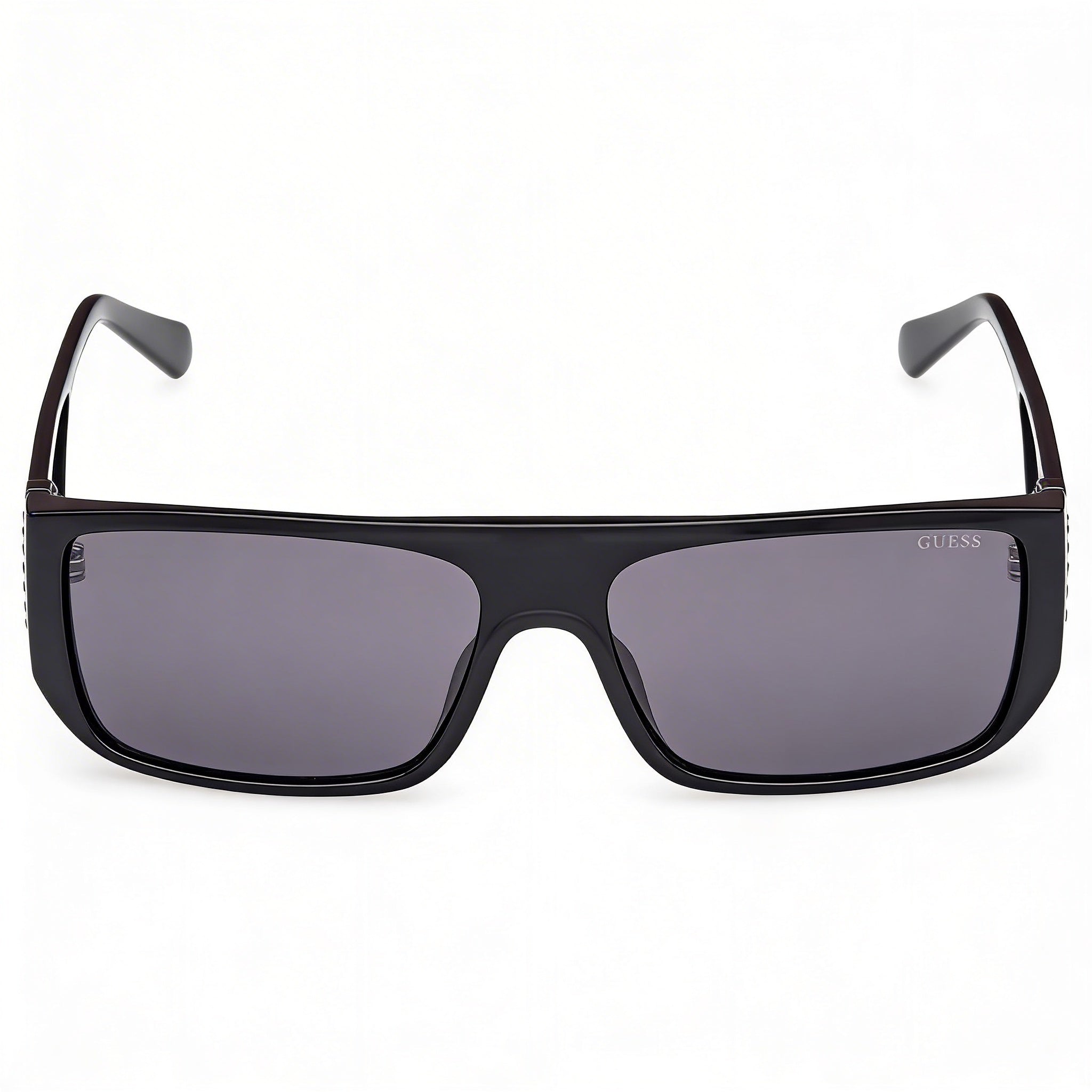 GUESS Damian Square Plastic Sunglasses Women's Shiny Black Frame Black Lens UV Protection 60mm, Photo 1