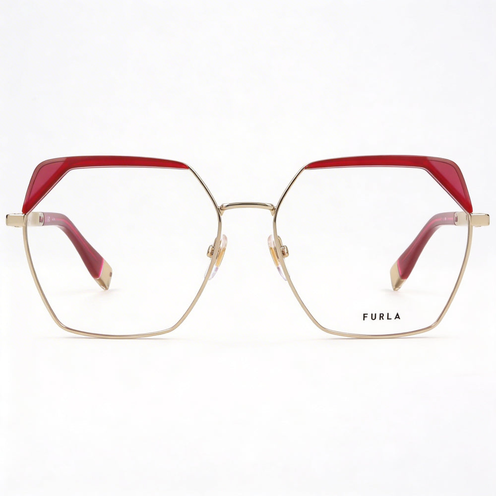 Furla Modern Men's Metal Frame Sunglasses in Oro Chiaro Lucido with matching lenses, 55mm lens width