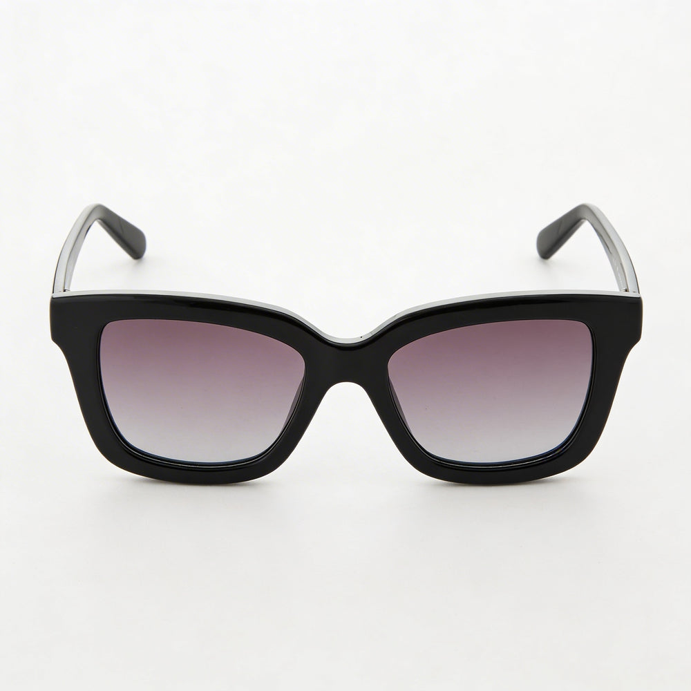 Gafas de sol cuadradas para mujer Ferragamo SF955S, montura de plástico negra y dorada, cristales grises degradados con 100 % de protección UV, 53 mm